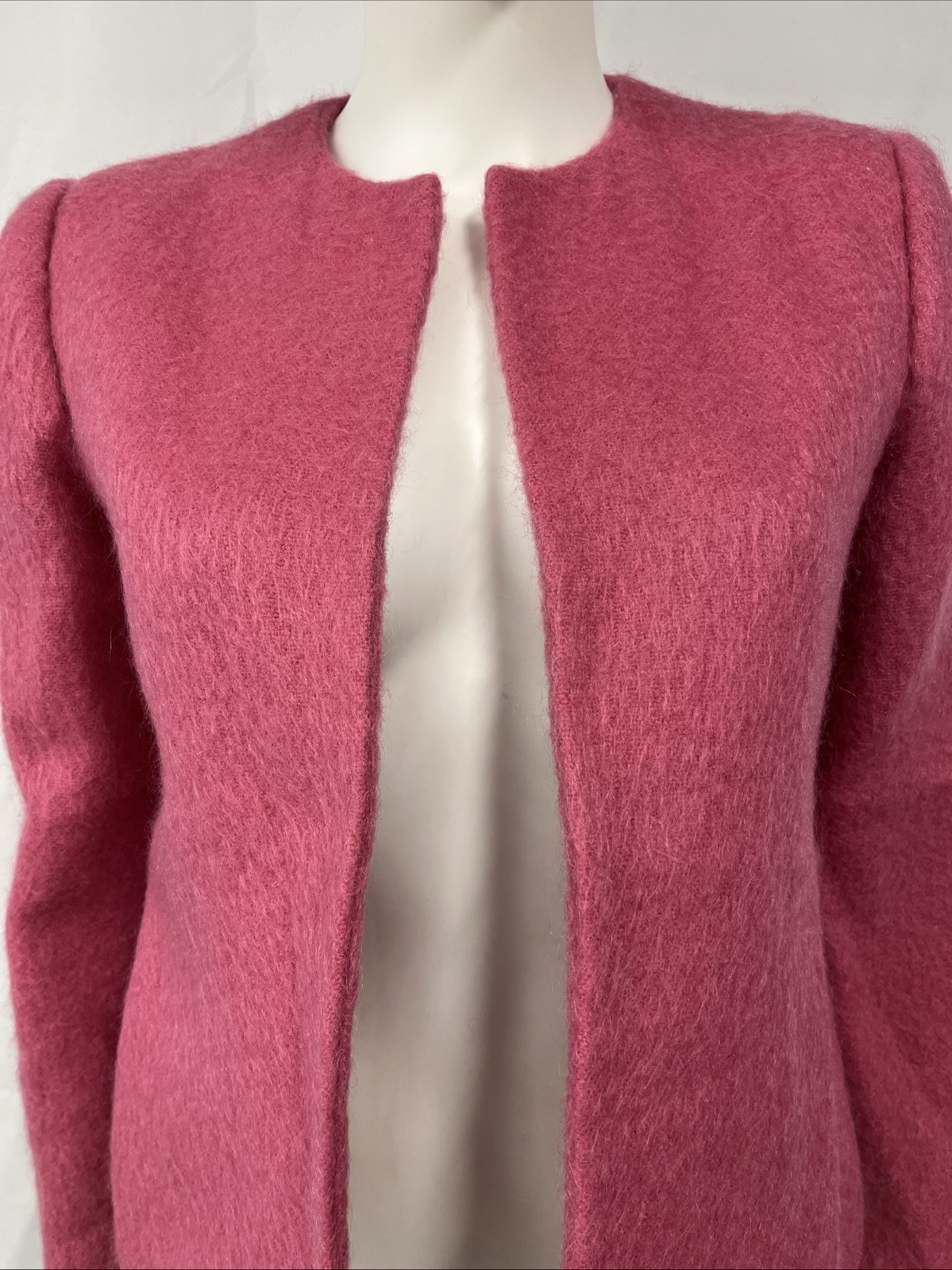 Vintage 70s/80s Lombardi Mohair Jacket Womens Medium Pink Fuzzy Lined Tailored