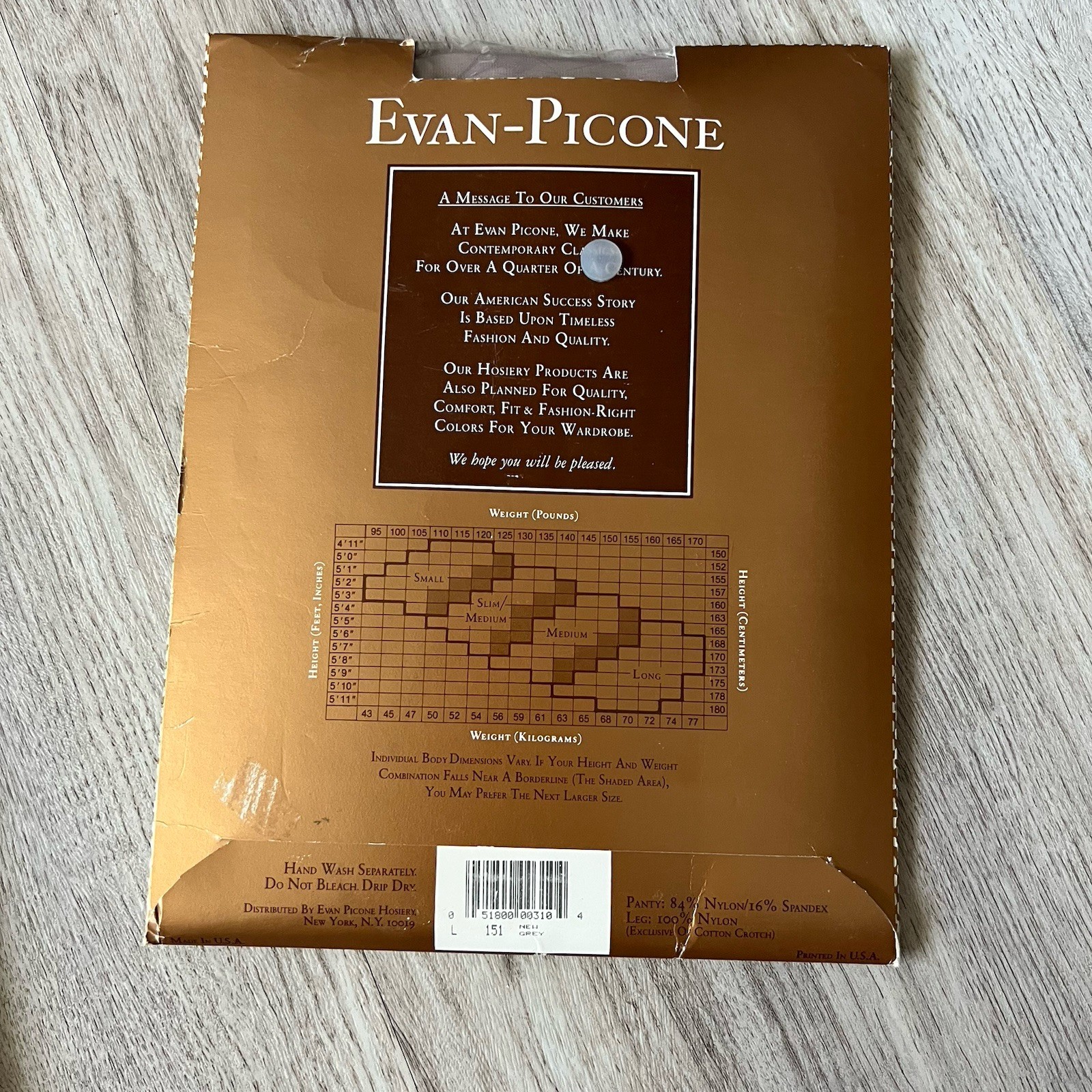 Evan Picone Designer Silkee Sheer Pantyhose 151 NWT Size Long – Picone New Grey