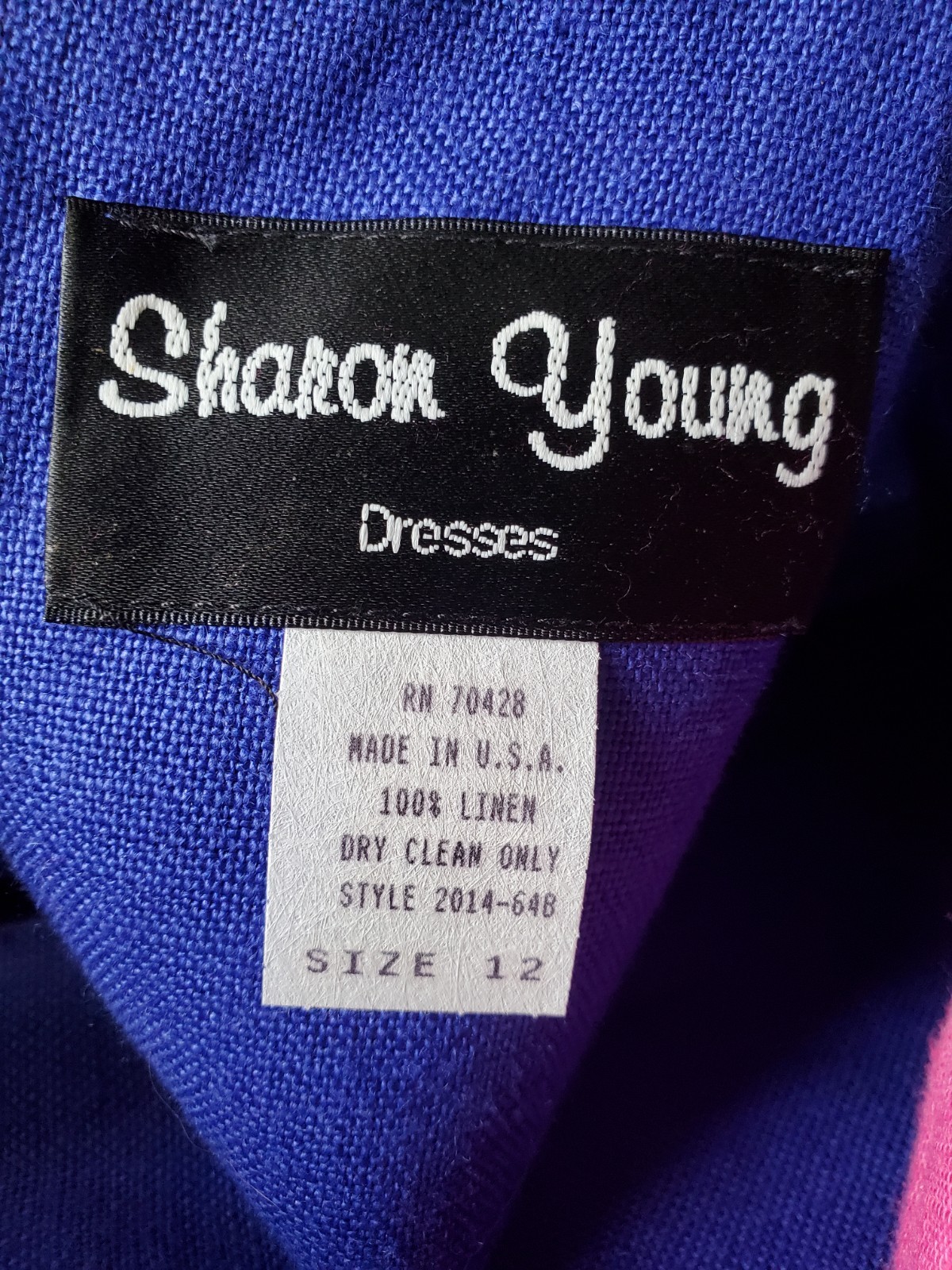Vintage Sharon Young Linen Knee Length Dress Easter Size 12 90’s Y2K Barbiecore