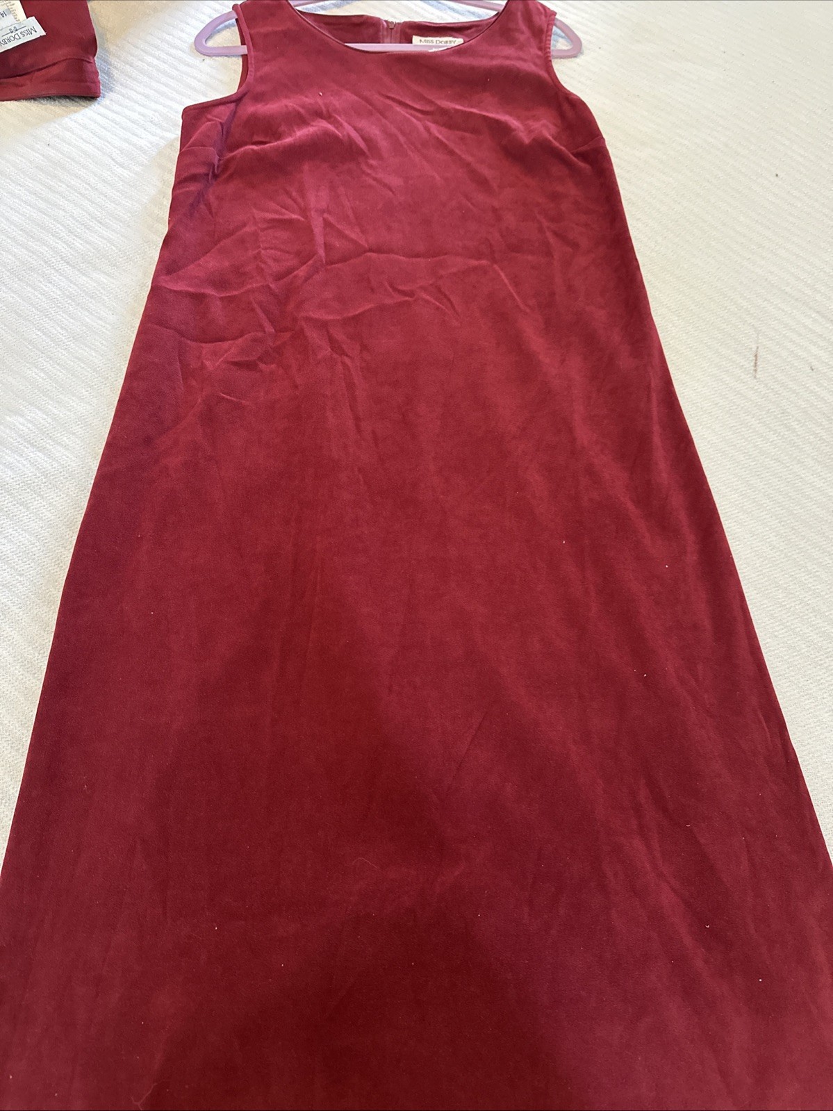 Vtg Miss Dorby Burgundy Wine Velvet 2 Piece Set Dress & Jacket Sz 14 Shoulderpad