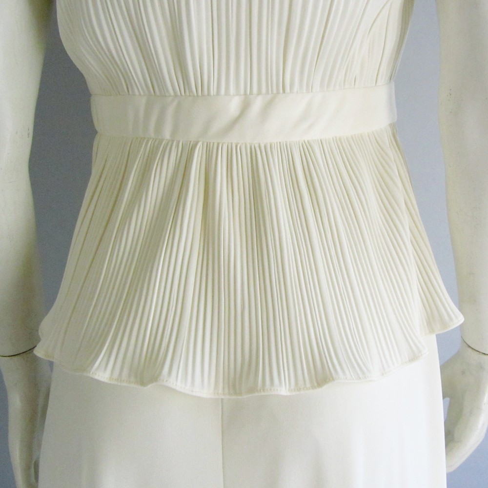 Vintage 1970s Pleated Peplum Top Maxi Dress Set Grecian Casual Bridal