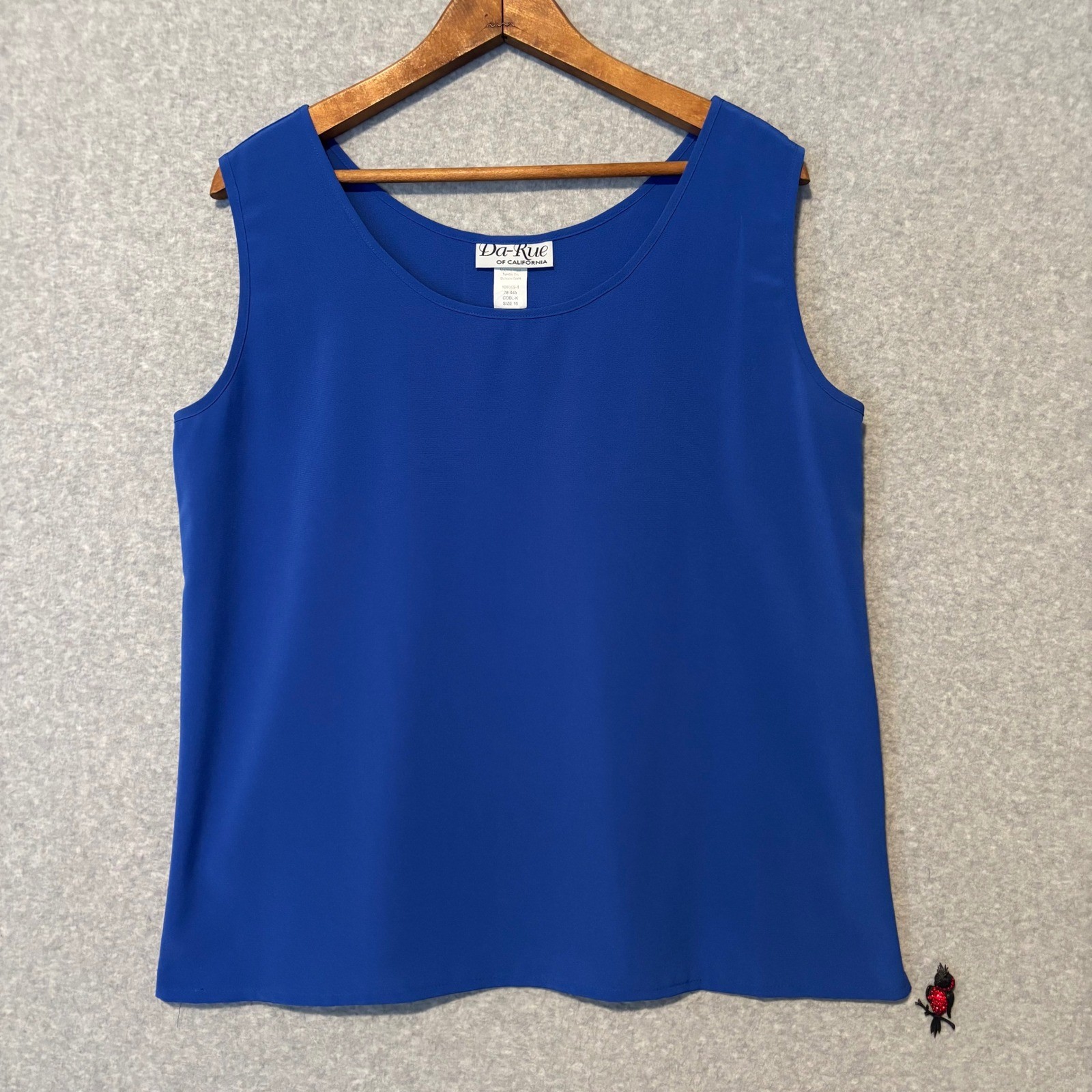 Vintage Da-Rue of California Women’s 16 Blue 2pc Rhinestone Shirt & Tank Set 90s