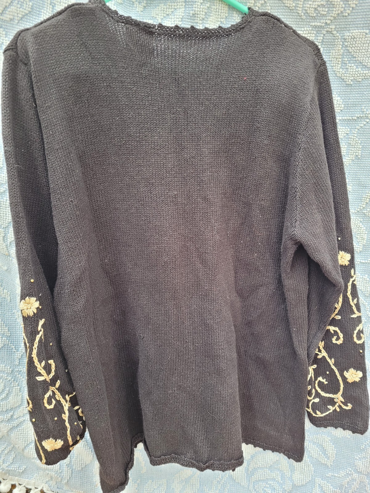 Vtg 80s Black Gold Sweater 14W/16W Party Wear Disco Boho Boss Whimsical Empress