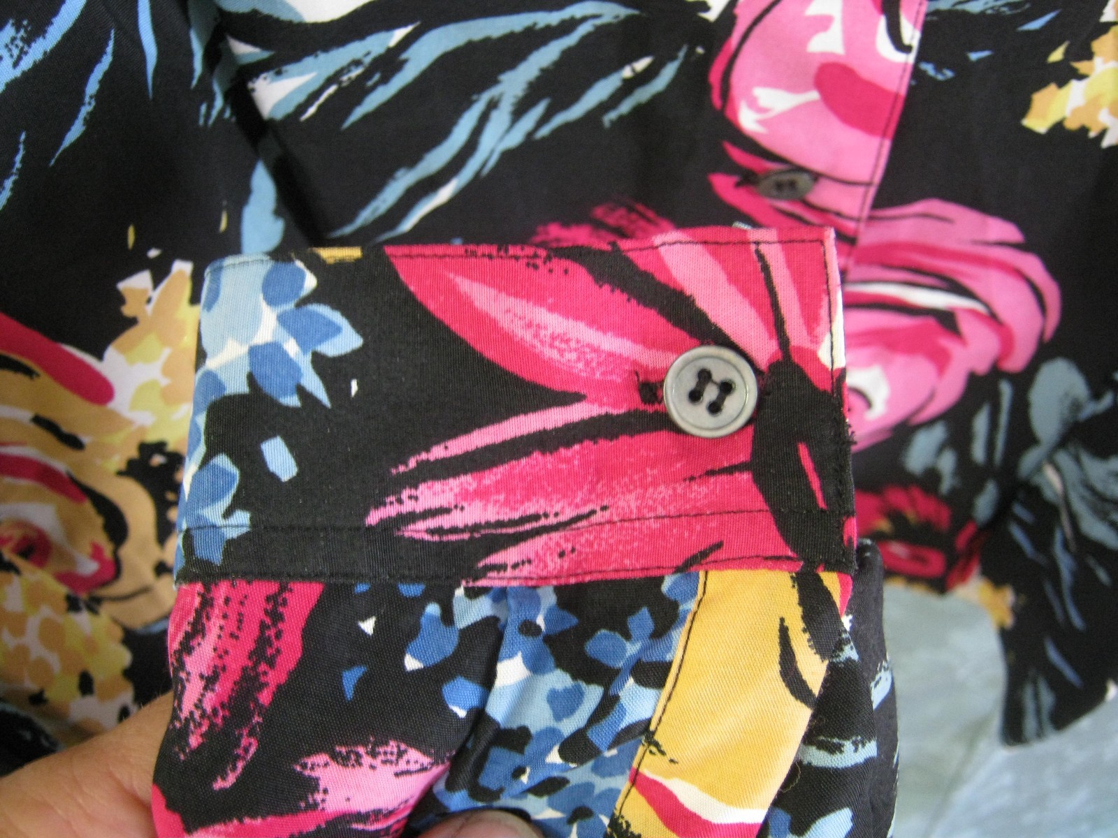 VTG 80’s Fenn Wright & Manson Shirt Size 10 Bold Floral Print Dolman Sleeve Top
