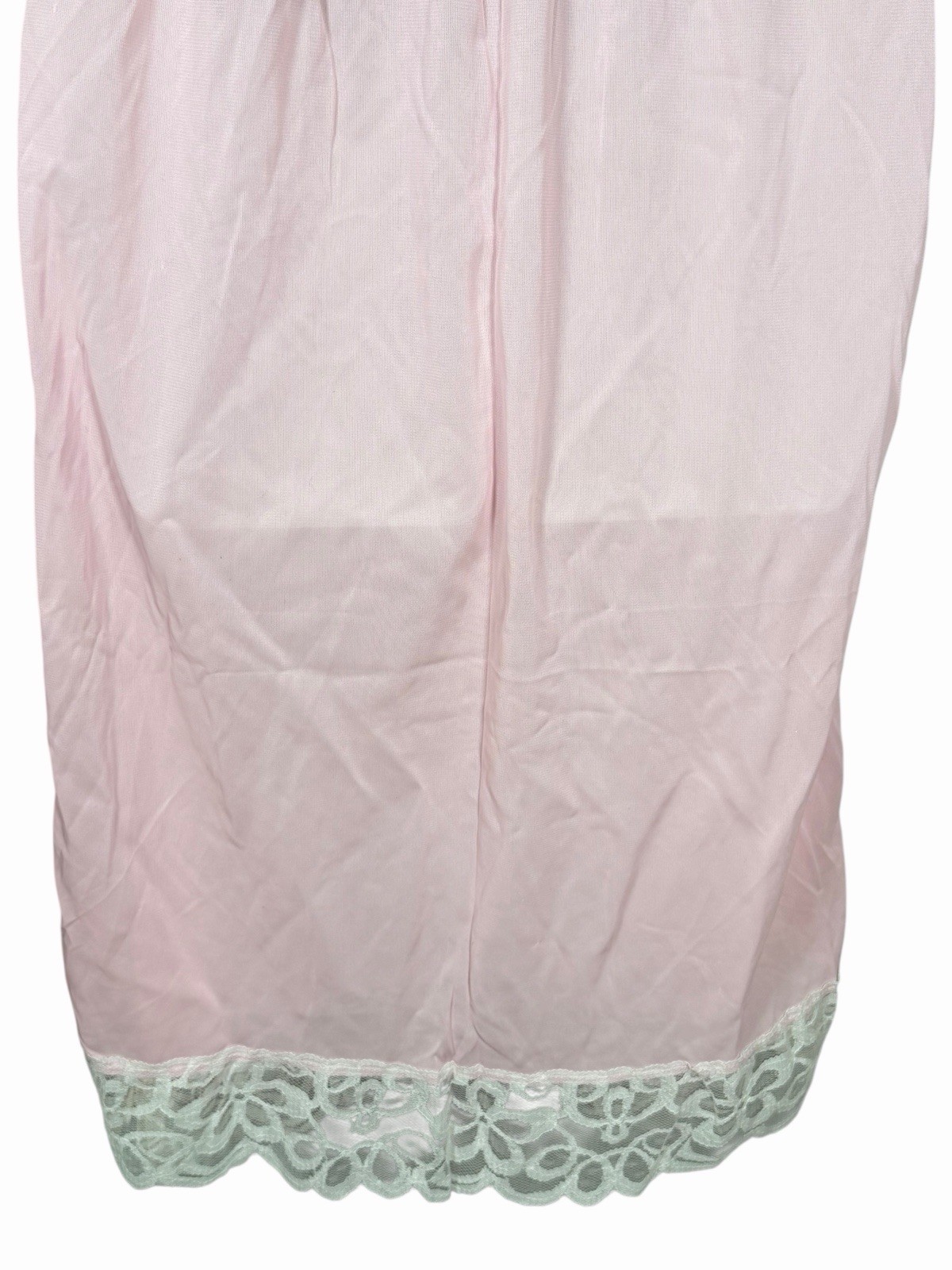 Pink Skirt Half Slip W/ Floral Embroidery & Lace Trim Vintage 60s/70s Coquette L