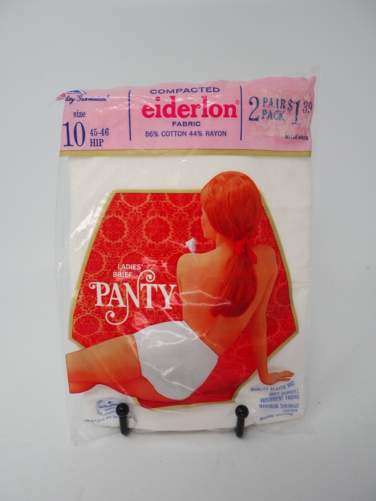 Vintage Kmart Eiderlon Packaged White Brief Panties 2 Pack Size 10