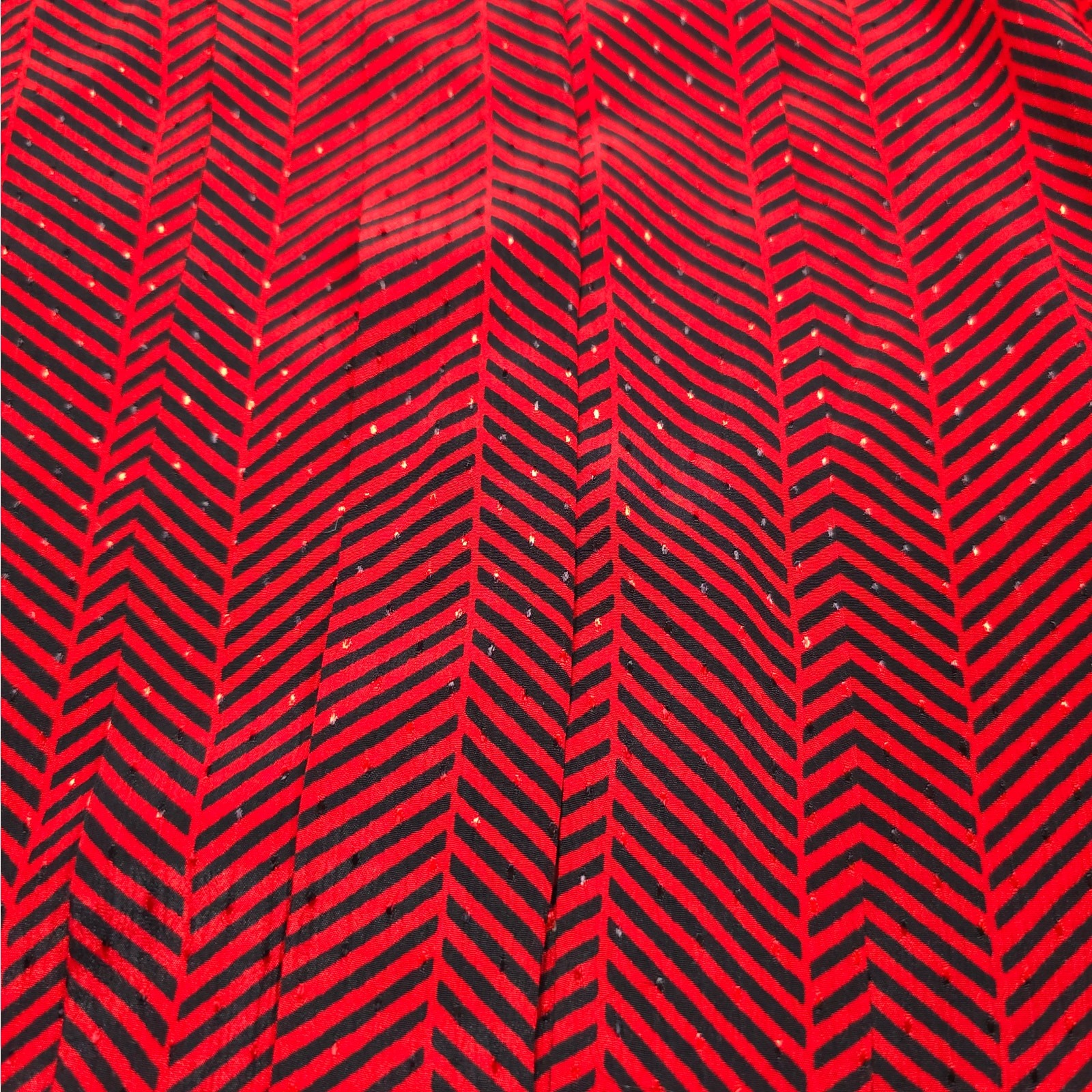 Vintage Dabney Blouse Button Shoulder Pleats Red/Black Gold Dots Women Size 10