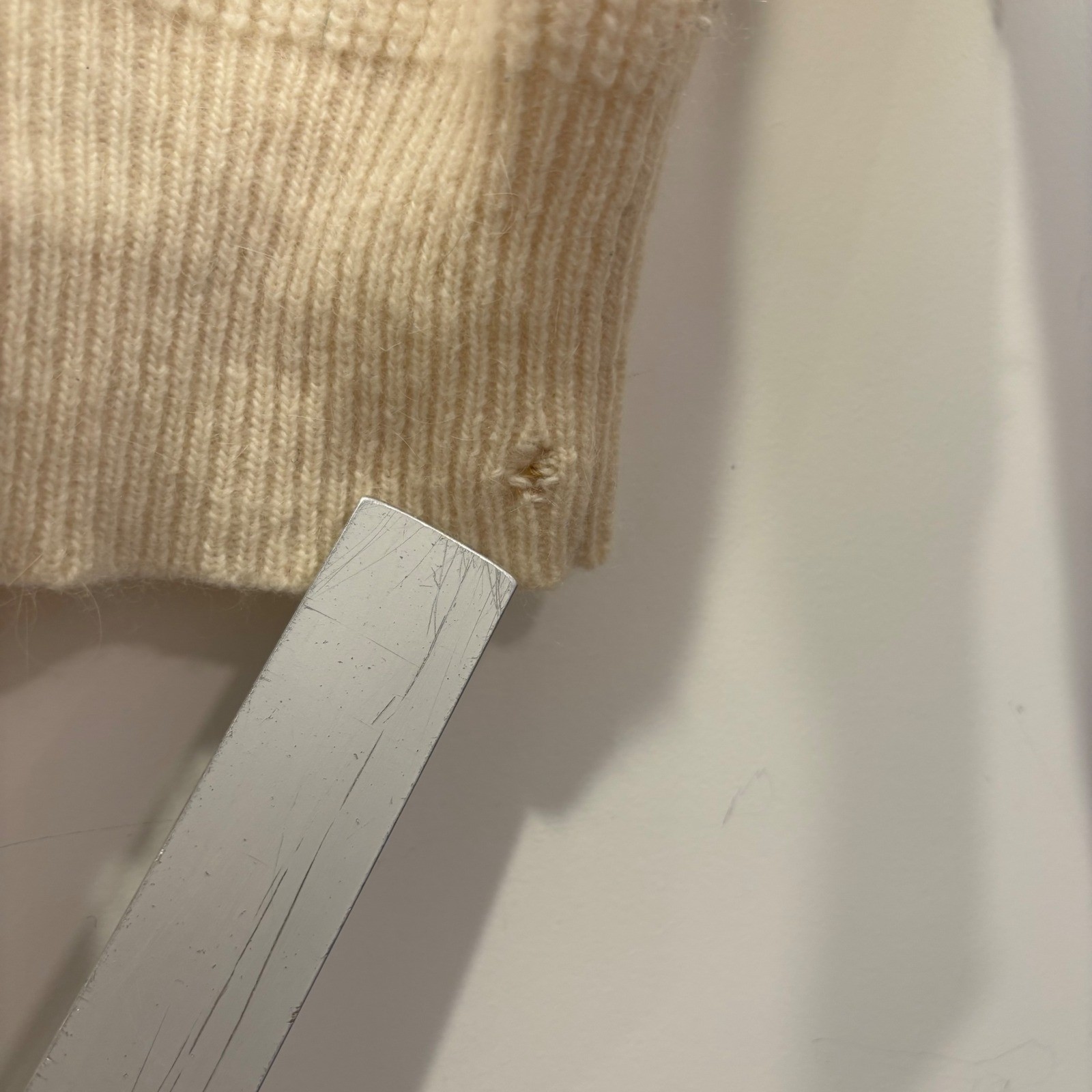 Le Moda Vintage Angora Lambswool Cable Knit Mock Neck Sweater Cream Women Medium
