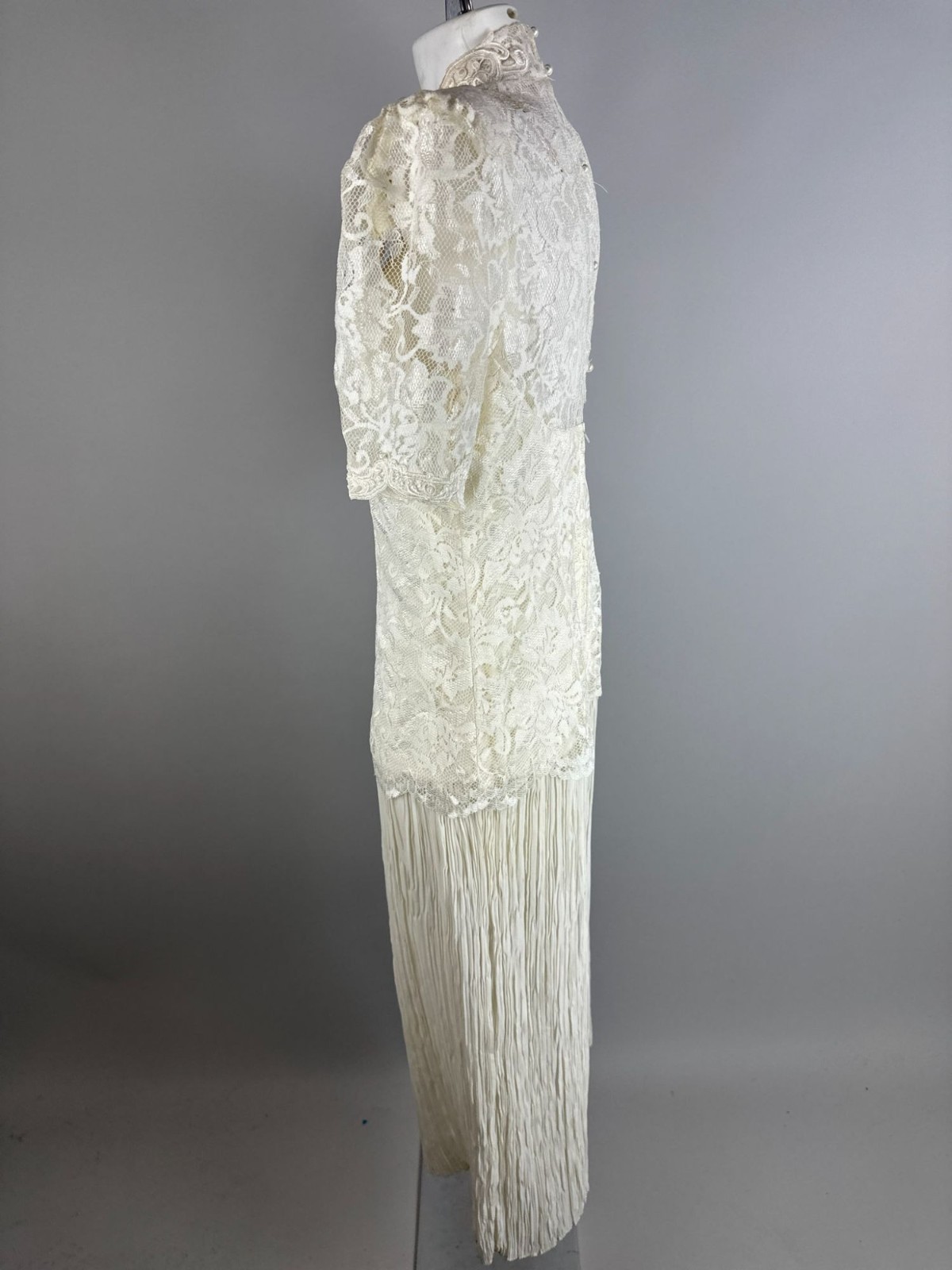 Vtg 80s Scott McClintock Vintage Dress Ivory Lace Wedding Cottage Core Size 10