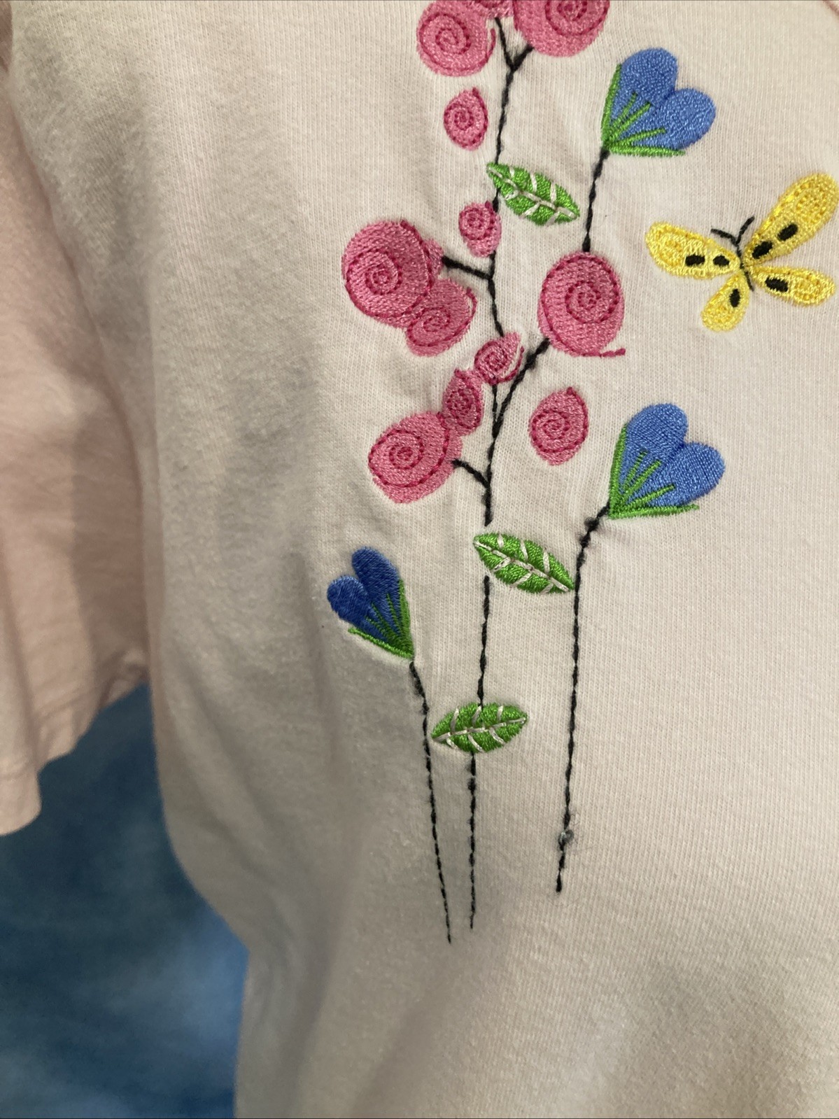 Vtg 90s Y2K M&C Sportswear Grandmacore Embroidered Pink V-Neck T-Shirt XL Cotton
