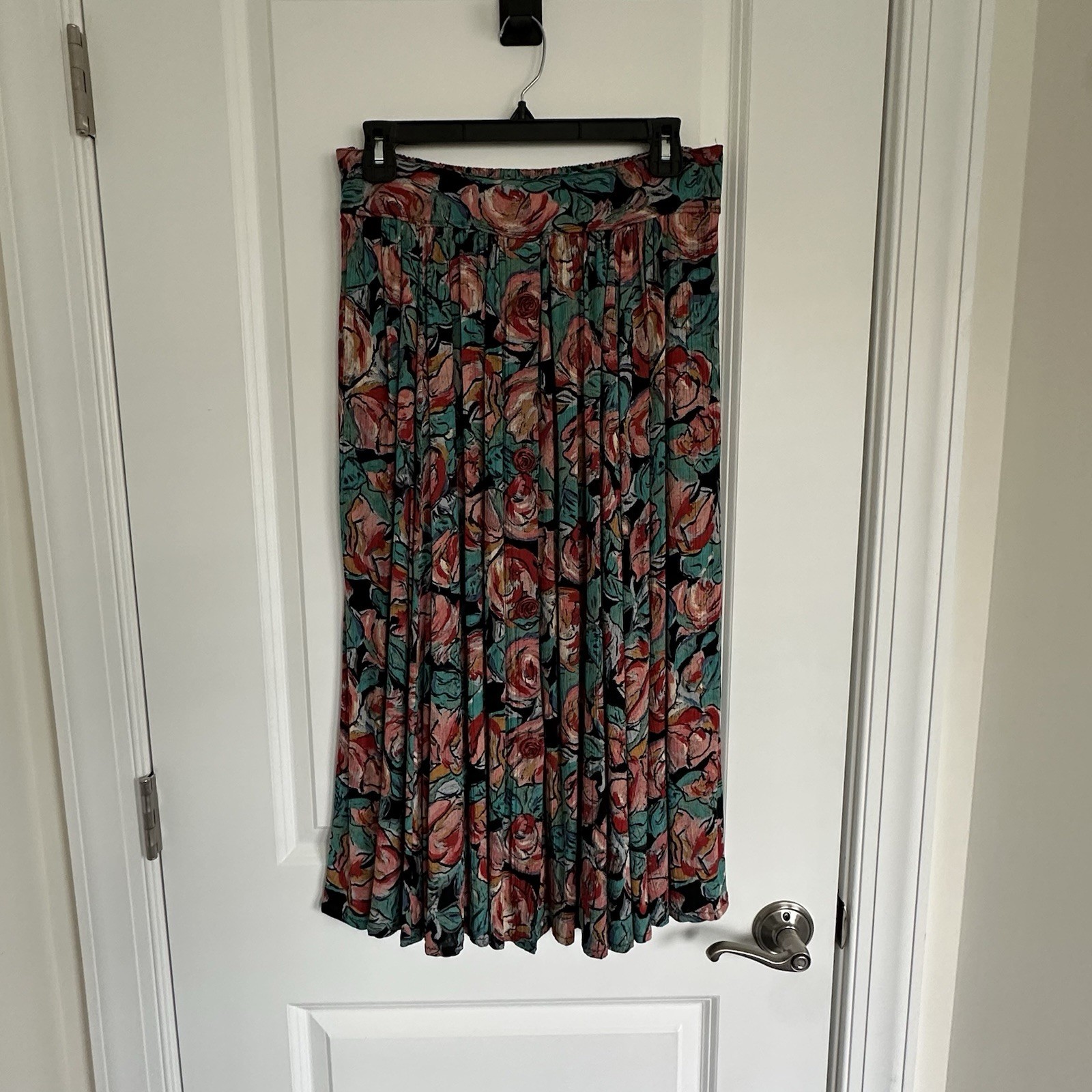 Carole Little Vintage 90s Rose Button Front Midi Skirt Abstract Rose Floral 6