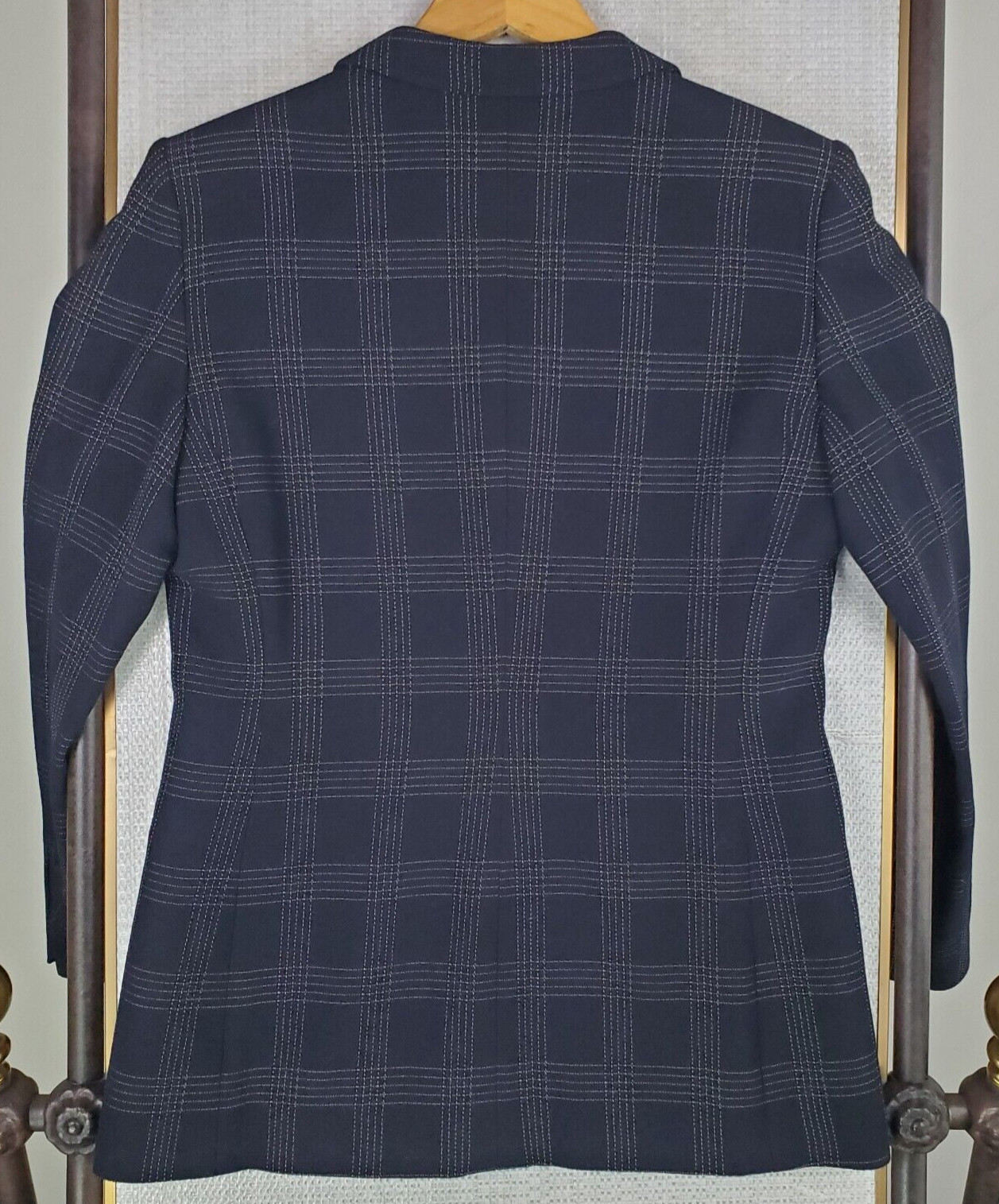 ARMANI COLLEZIONI Womens Size Small 6 Italy Made Black Plaid Wool Blazer Jacket