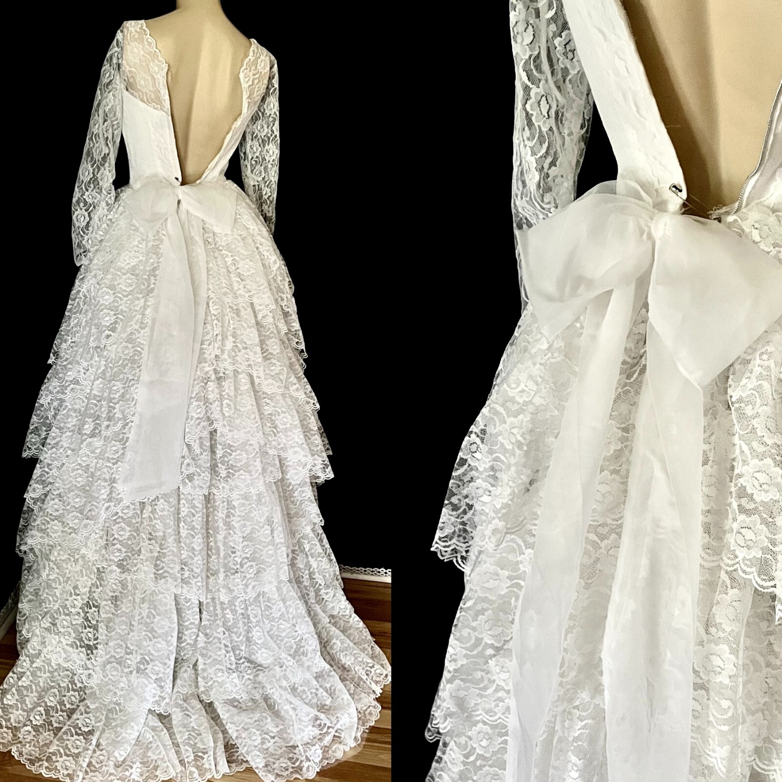 1950s Cupid Originals Cupcake Tiered Wedding Gown & Headpiece, White, Mint, XXS