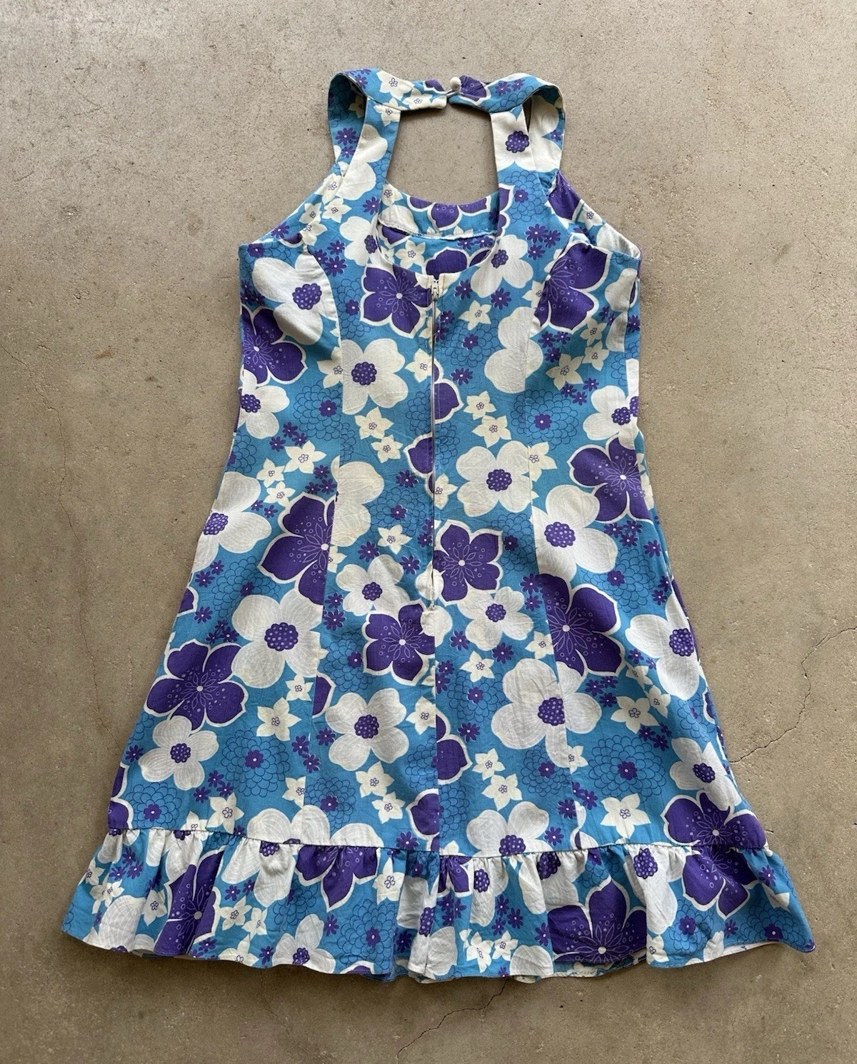 1960s Evelyn Pearson Hawaiian Mod Dress Keyhole Back Floral Mini Talon Zip VTG