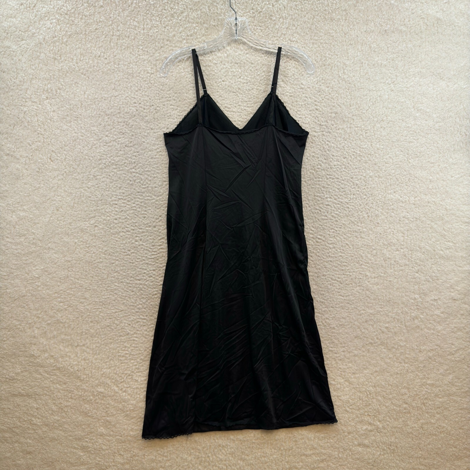 Vintage Vanity Fair Midi Slip Dress 38 Medium Large Black Lingerie
