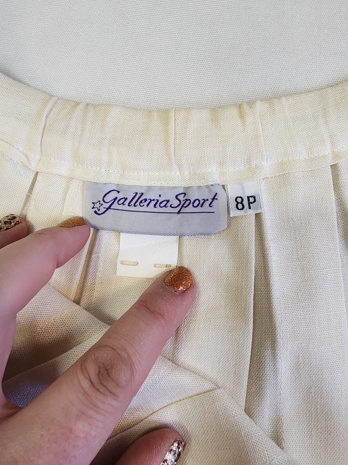 Galleria Sport Vintage Petite 8P Rayon Linen Pleated Side Zip Midi Geek Granny