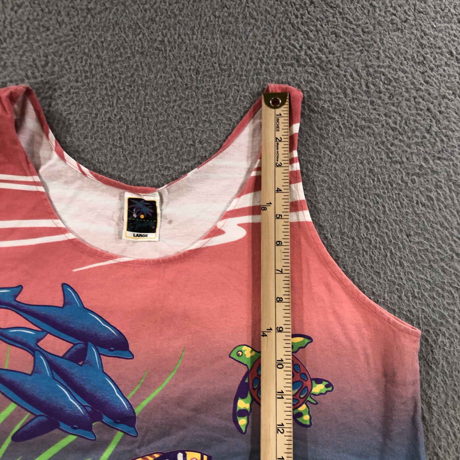 Vtg 90’s Lifestyles Resort Wear Tank Top Women’s L Pink AOP Hawaii Crazy Shirt