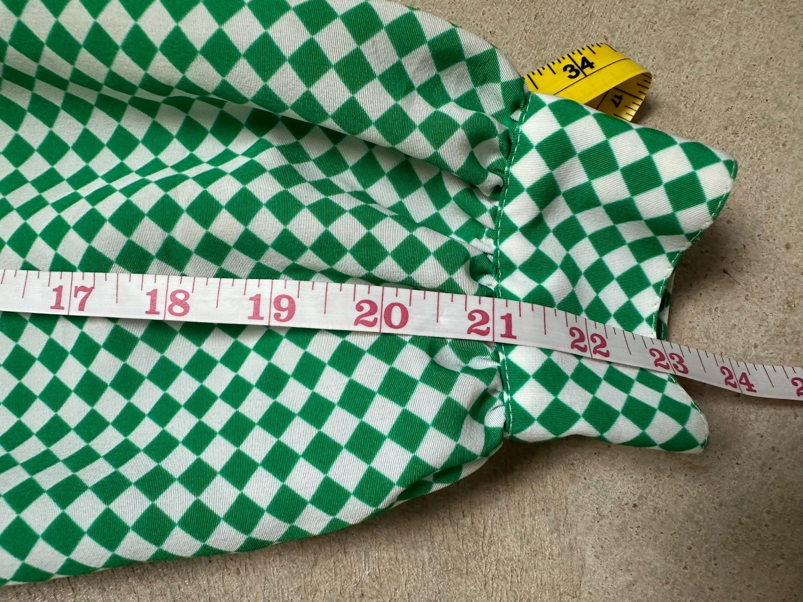 Vintage 70s Brownstone Studio Mod Shirt Dress Green Check Pockets Petite 12