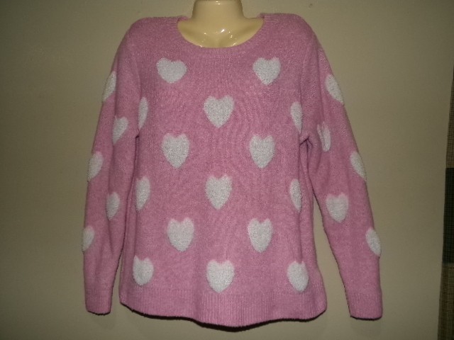 Vintage Cupcakes And Cashmere Ladies Sweater Hearts All Over Size XL Soft & Cozy