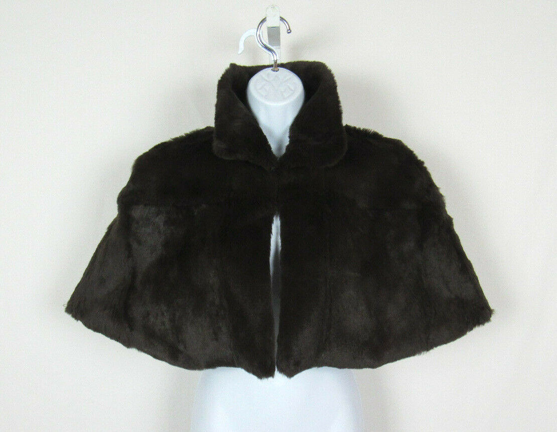 VTG 1990 2000s? NYGARD COLLECTION ANGORA RABBIT FUR CAPE PETITE 10-12 DARK MOCHA