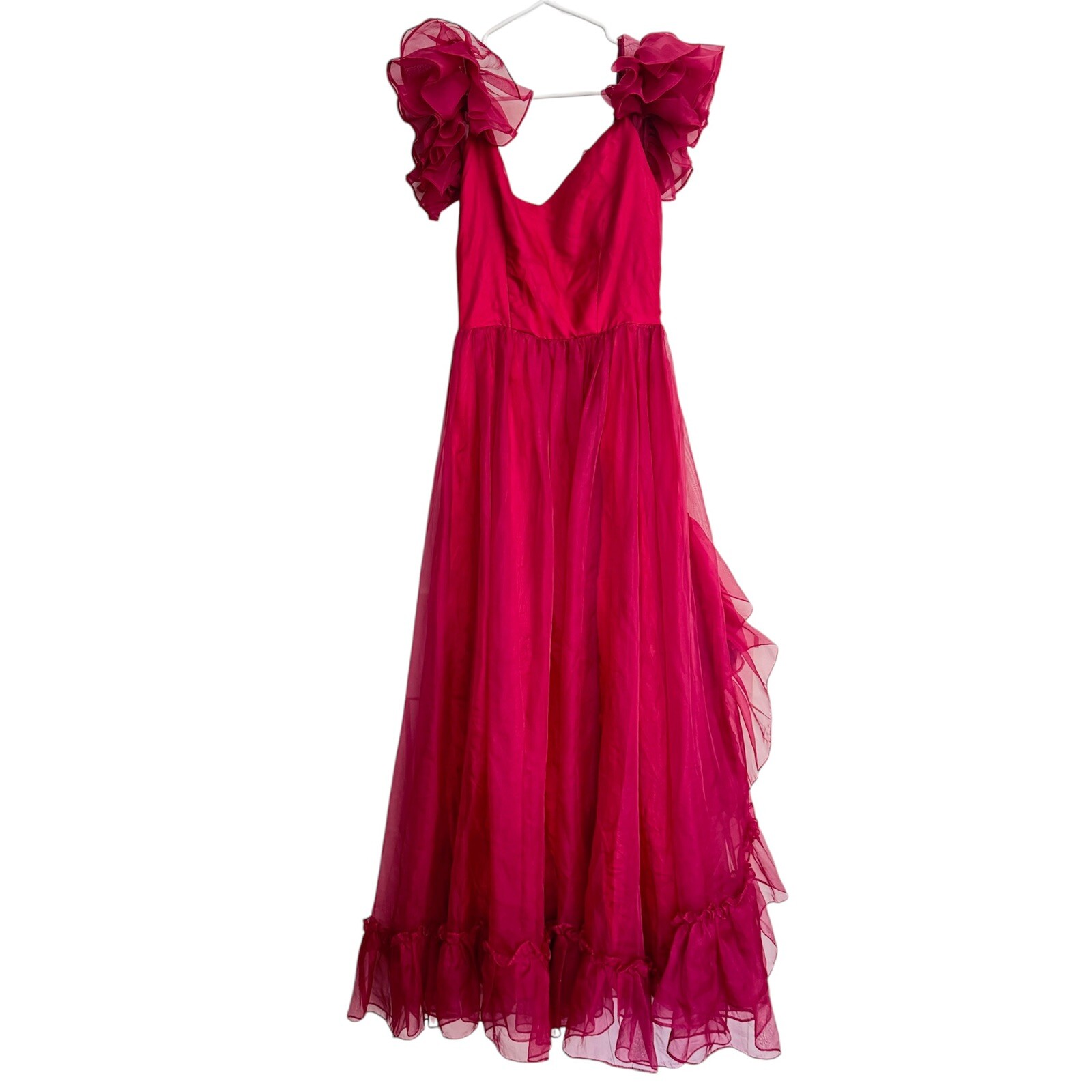 Vintage Fancy Frocks Phyllis Gerrans Prom Party Dress Pink Ruffles size 11 Gown