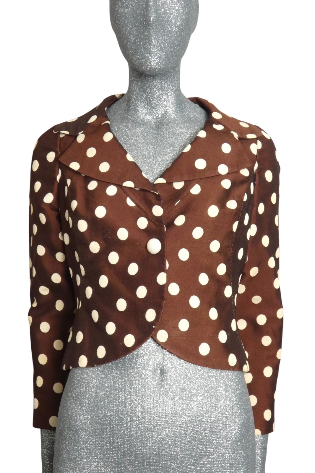 ARNOLD SCAASI – 1960s Polka Dot Cropped Jacket, Size 4