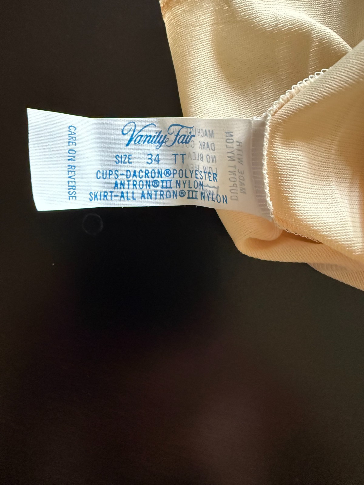 2 Vintage Vanity Fair Full Slips Anti Cling No Ride Up Size 34 TT
