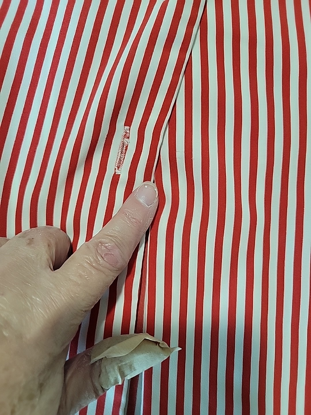 Vintage Women’s Blouse Top SIZE 8 red & White Stripe SK & CO Polyester Fabric