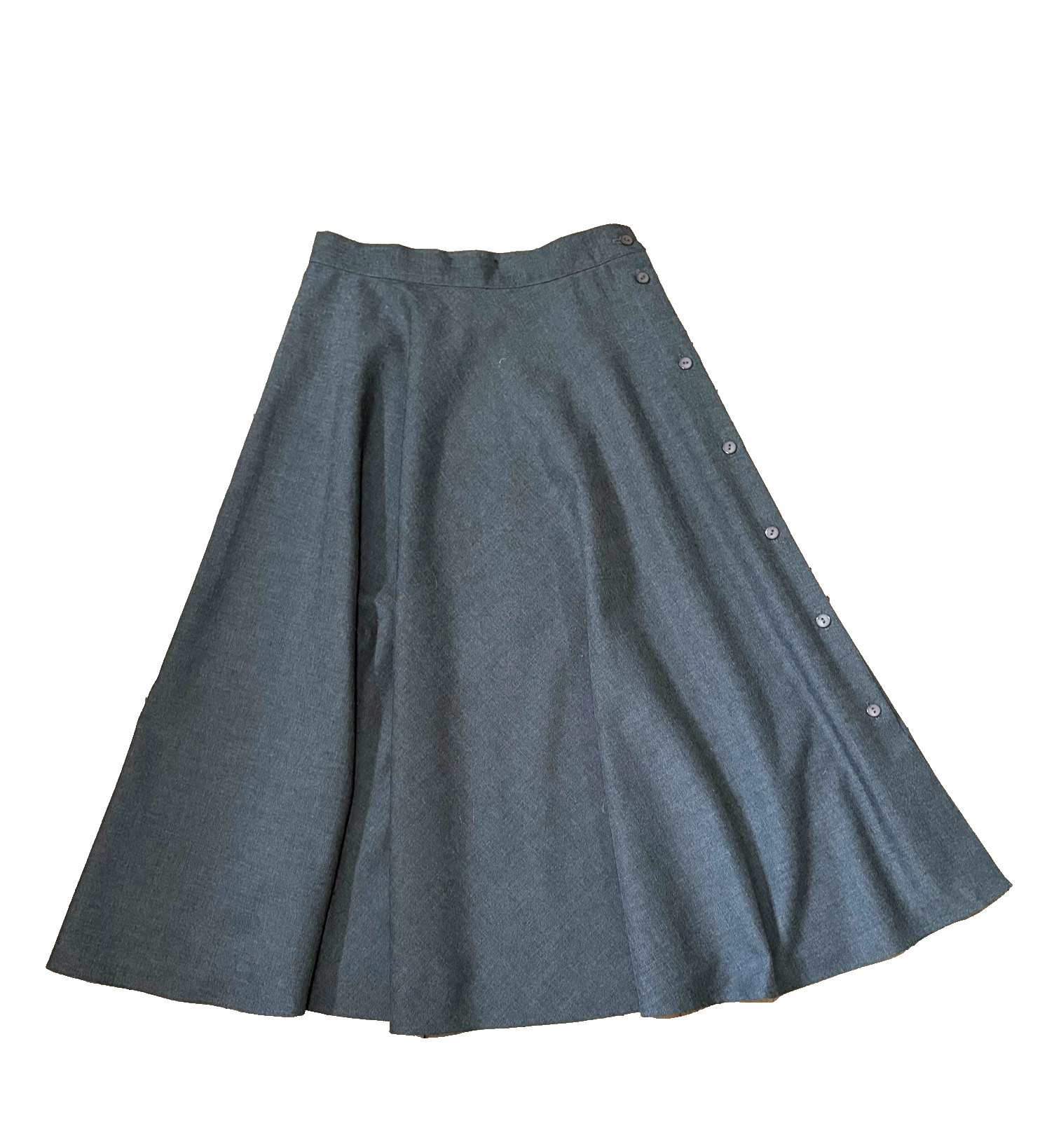 VINTAGE COUNTERPARTS GREY SIDE-BUTTON MAXI SKIRT, SIZE 12