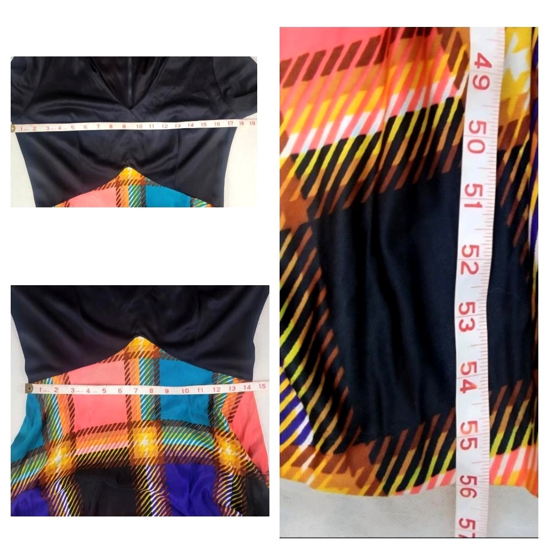 Vintage 1970s Julie Miller California Psychedelic Plaid Maxi Dress Long Sleeve