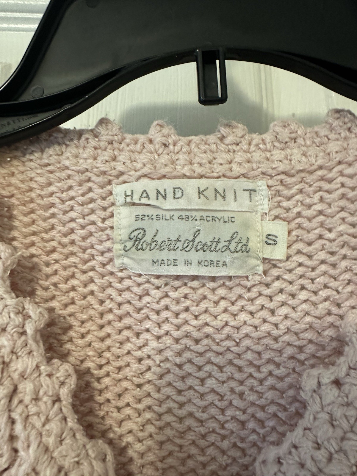 Vintage Hand Knit Dusty Pink Robert Scott Ltd. Shortsleeved Sweater Size Small