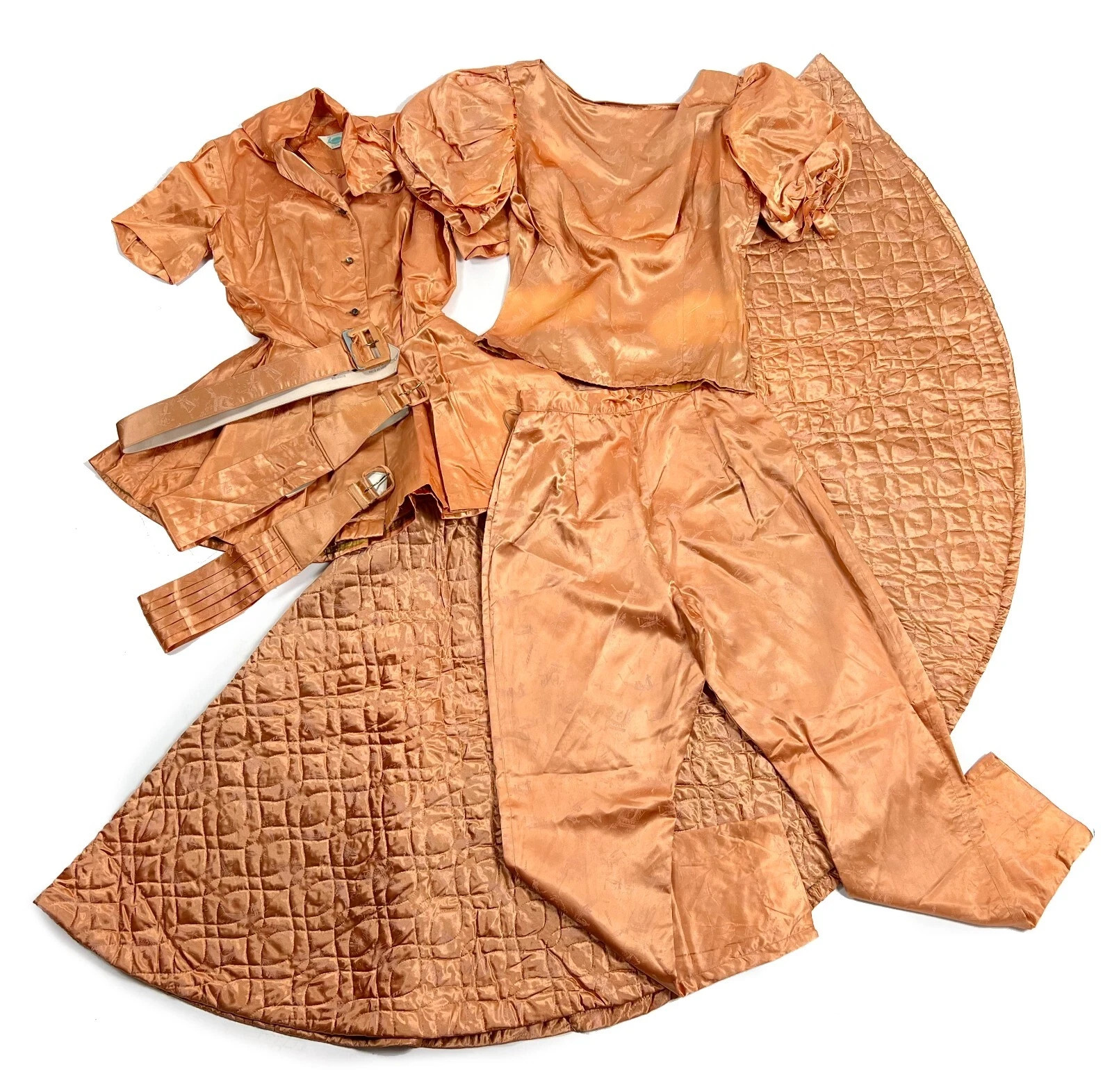 INCREDIBLE VTG 1950s Novelty Venice Print Set Kerrybrooke Silk Tops Skirt Pants