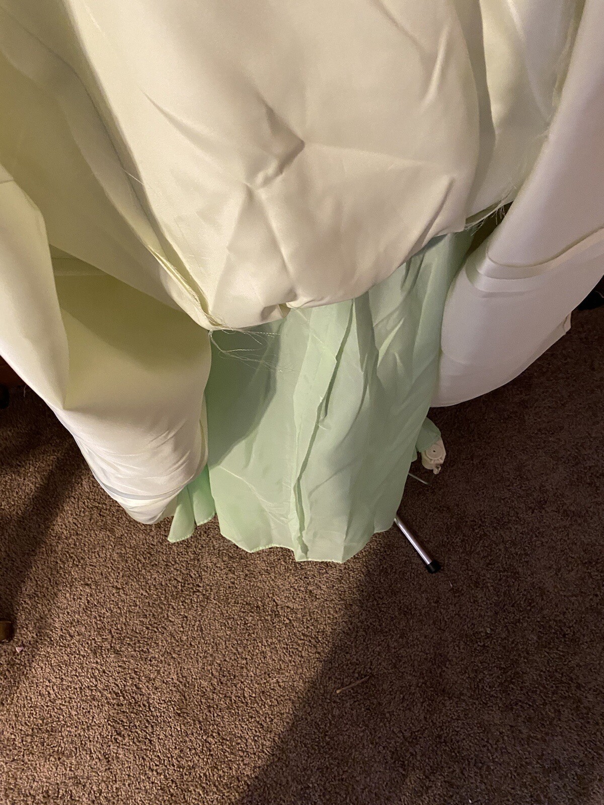 VTG 80s Mint Green Bridesmaid Dress Long Puff Sleeve Taffeta Prairie Cottage
