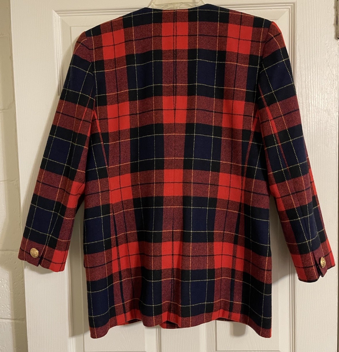 Vtg Amanda Smith Blazer Women’s Sz 12 Red Plaid Wool Blend Dark Academia Preppy