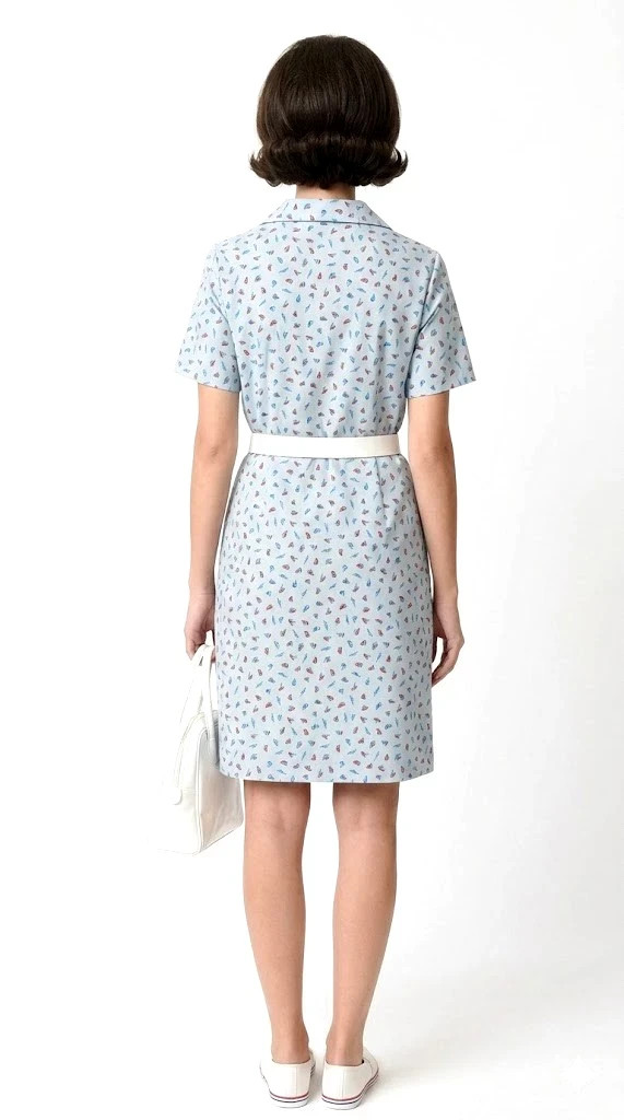 Vintage 60s The Vested Gentress Nautical Sailboat Print Shirt Dress Size 16