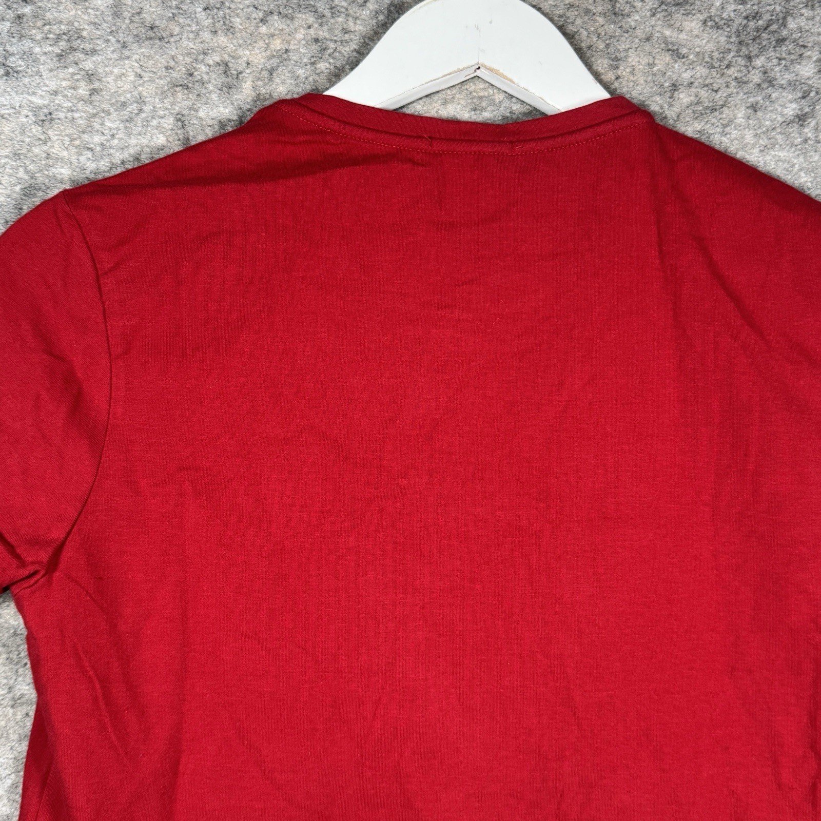 Vintage Y2K NWT Womens Versace Sport Logo Red Graphic T Shirt Size M 17×23