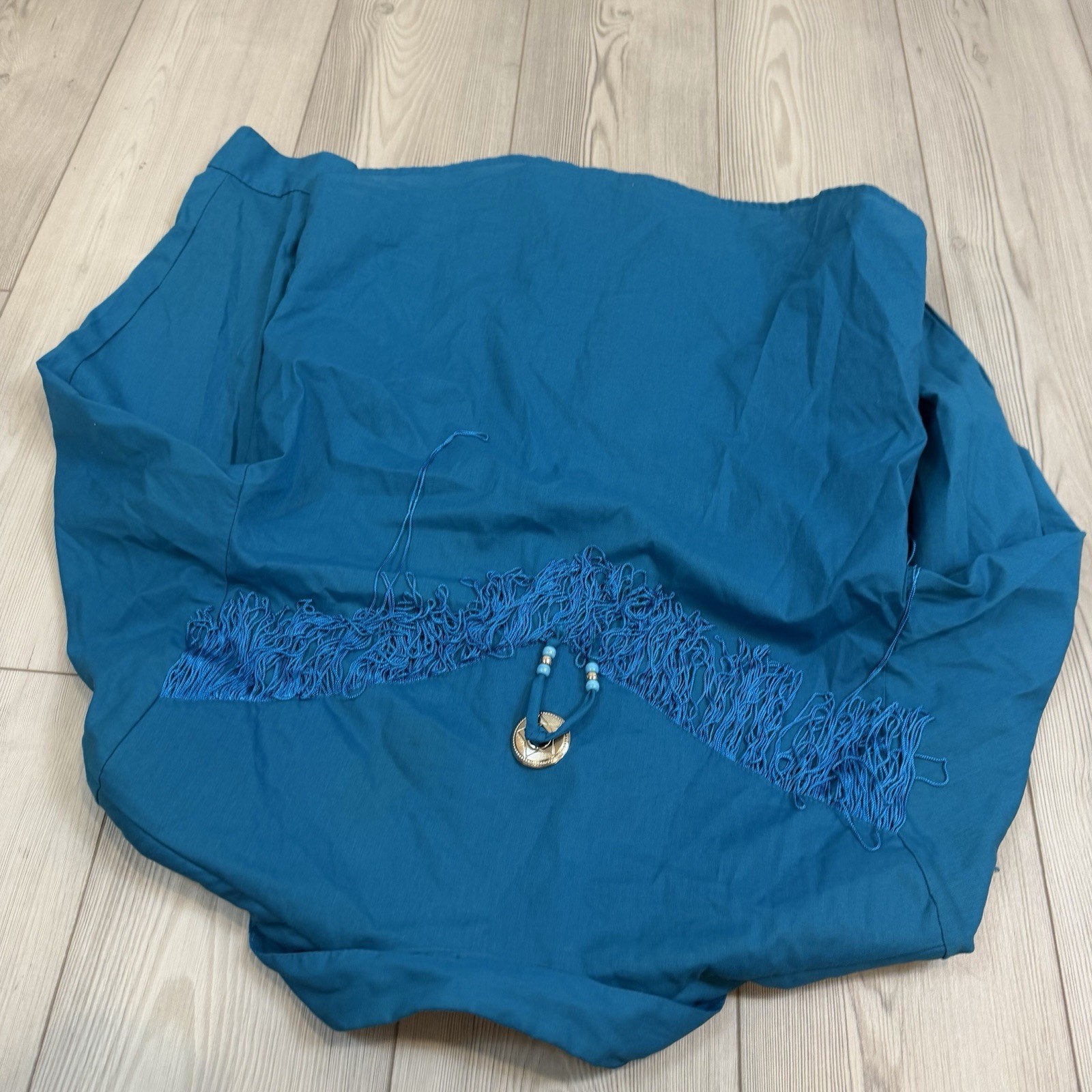 Vintage Western Collection Blue w/ Fringe Embroidered Bolo Long Sleeve Meduim
