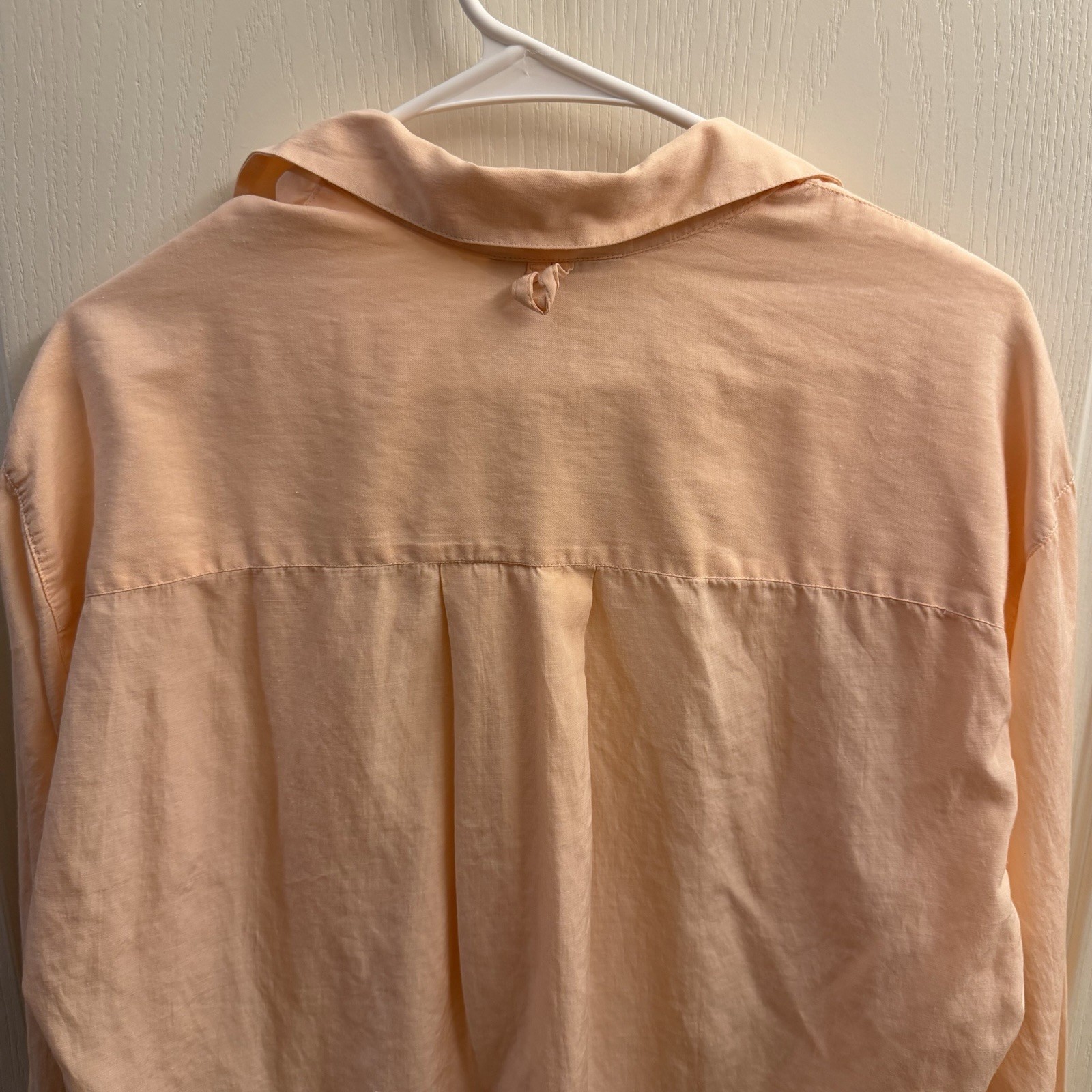 Perry Ellis America Silk Blend Button Down Shirt M Peach Pink Vintage