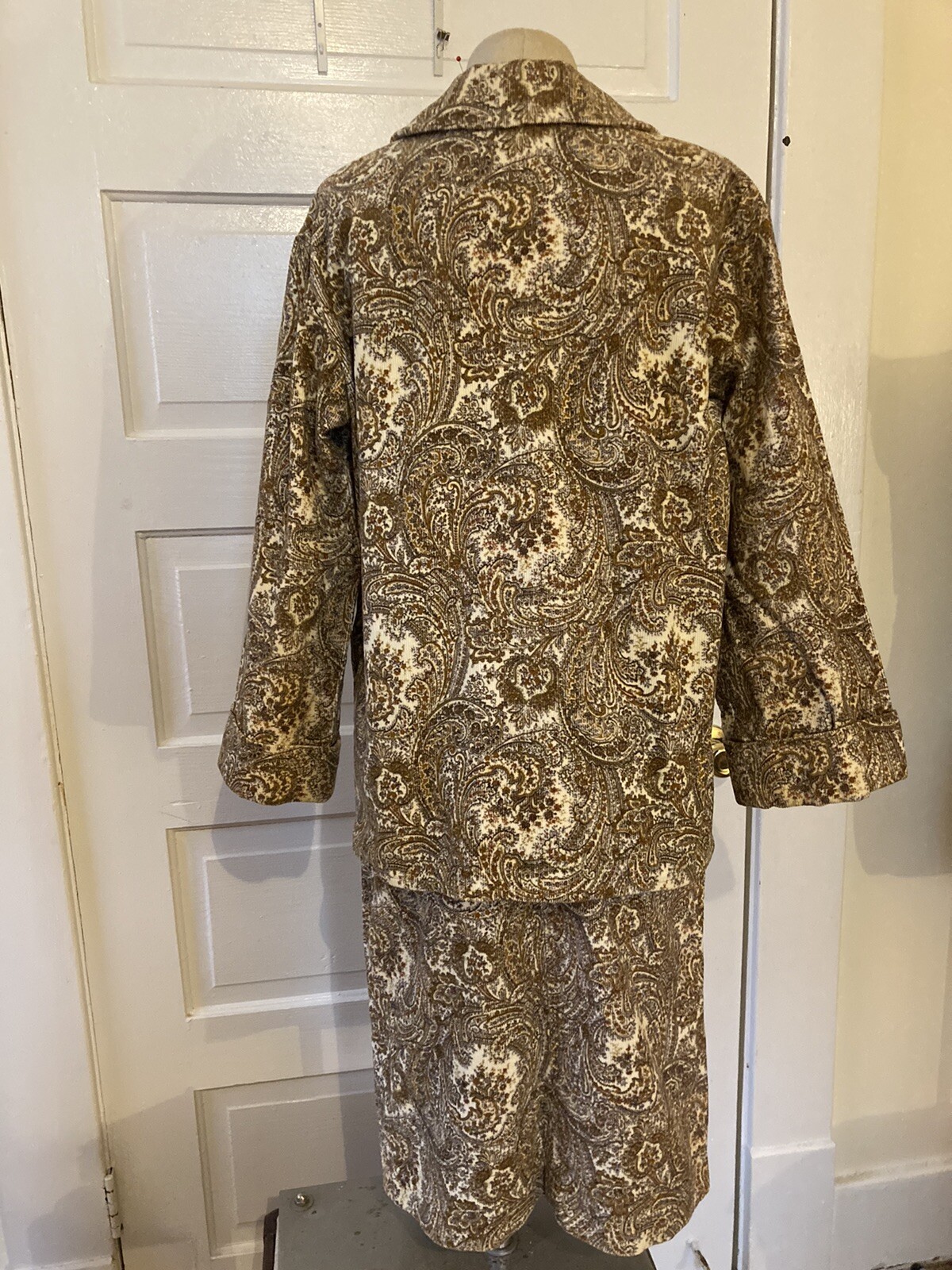 Vintage Set 1970s Corduroy Jacket & Skirt Paisley Handmade Costume Suit