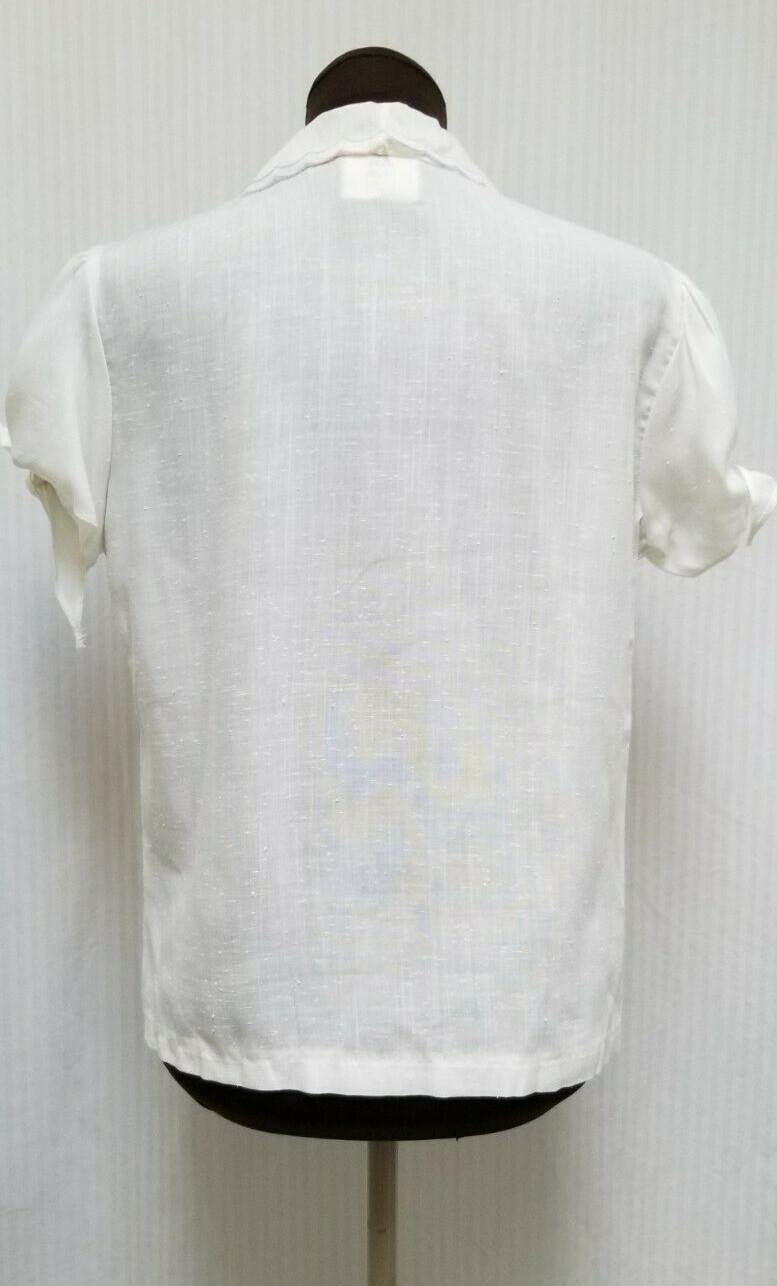 Vintage 1970’s Surf and Turf California White Top w/ Cutwork Embroidery – Size M