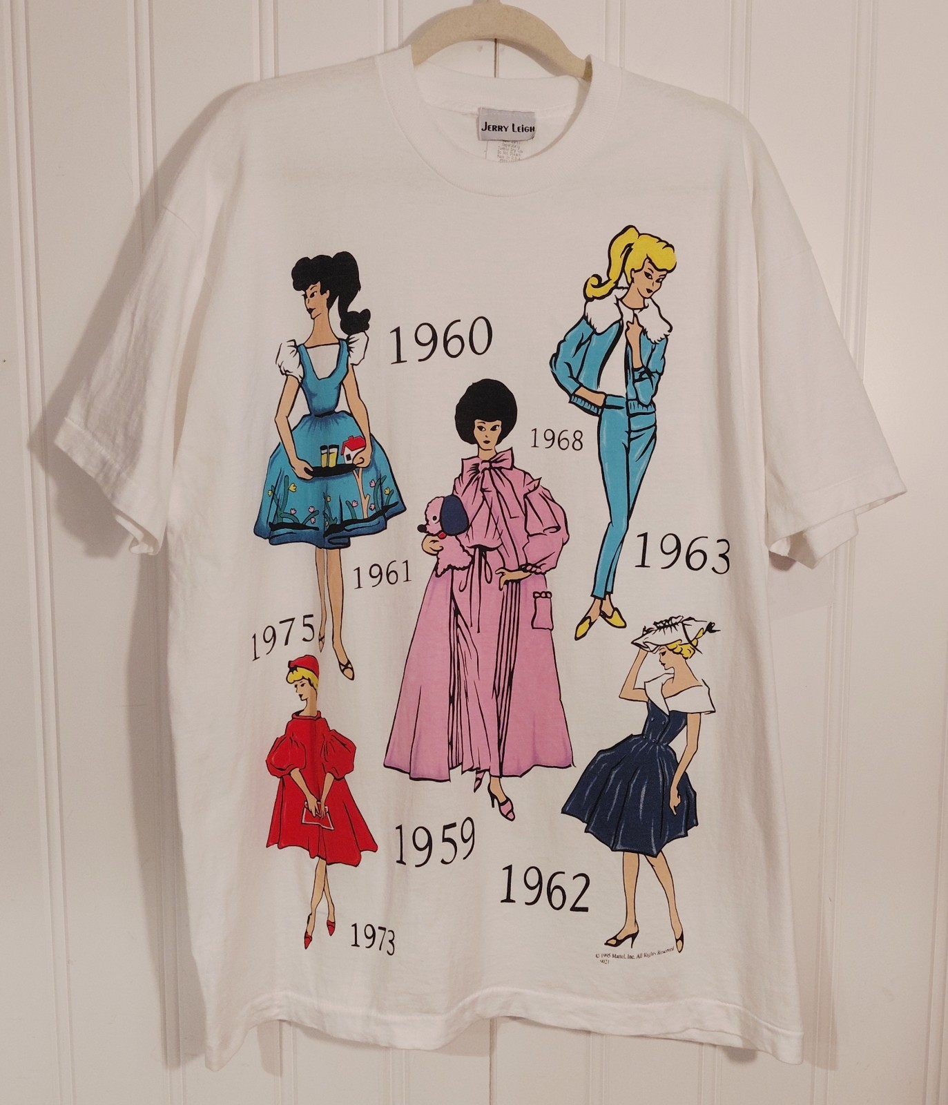 Vintage Barbie One Size Fits Most Jerry Leigh White Graphic T-Shirt