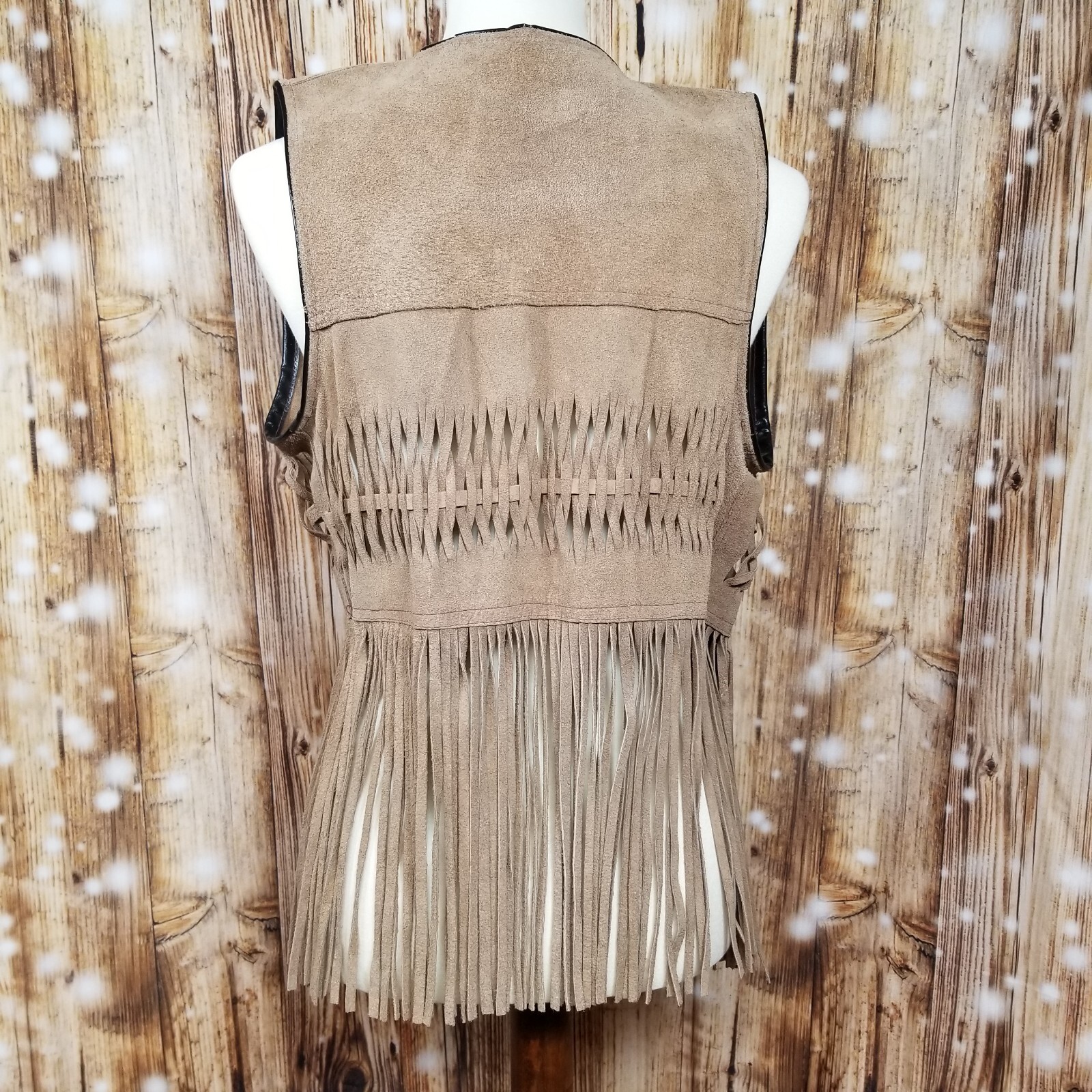 VTG Montes Suede Tan Leather Women’s Stylish Fringe Vest Vintage Made In Mexico