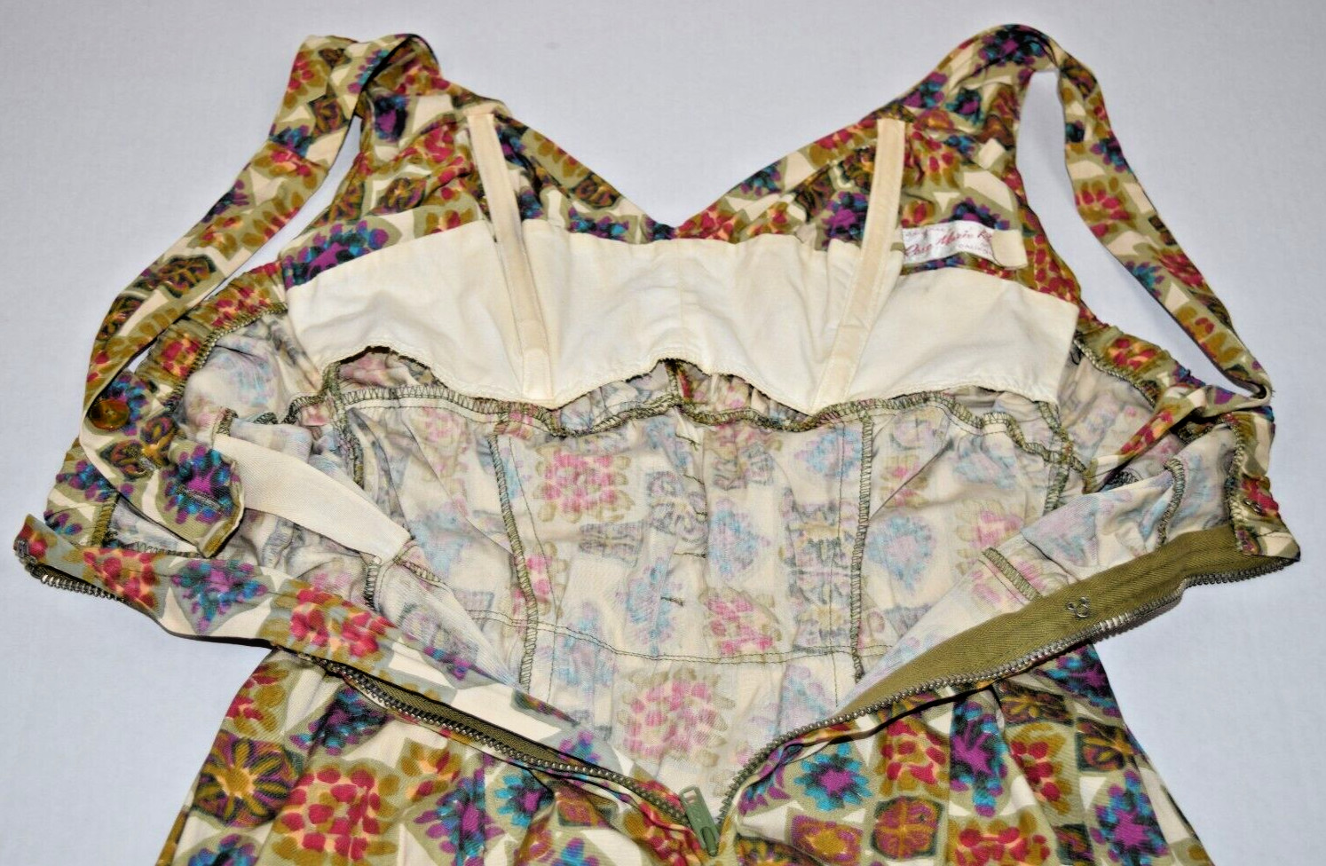Vintage Swimsuit Rose Marie Reid Size 12/34 S/M 50s Ruched Geometric Made USA
