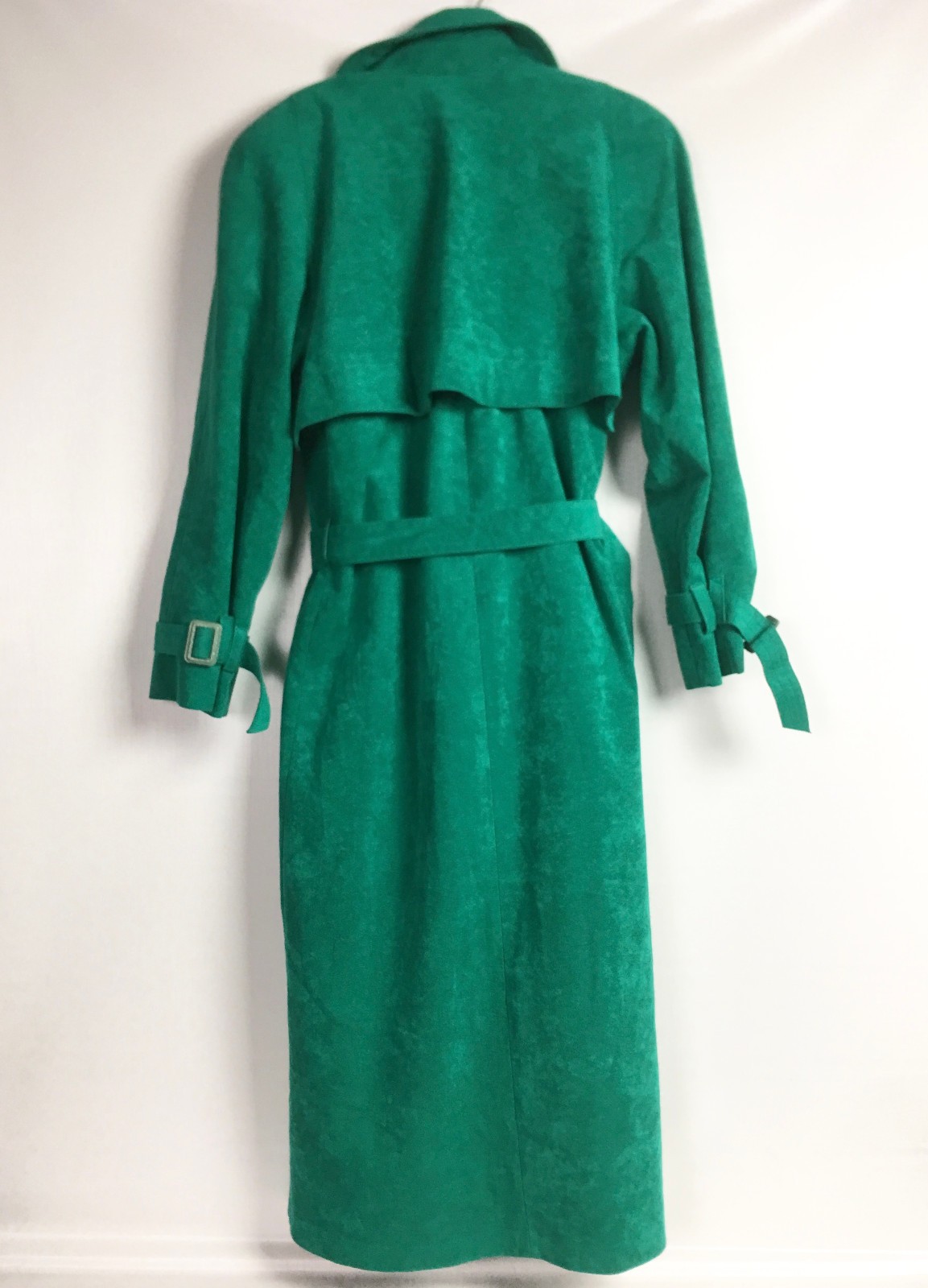 Lilli Ann Trench Coat Womens 10 12 Large Green Ultra Suede Vtg 80s Collection
