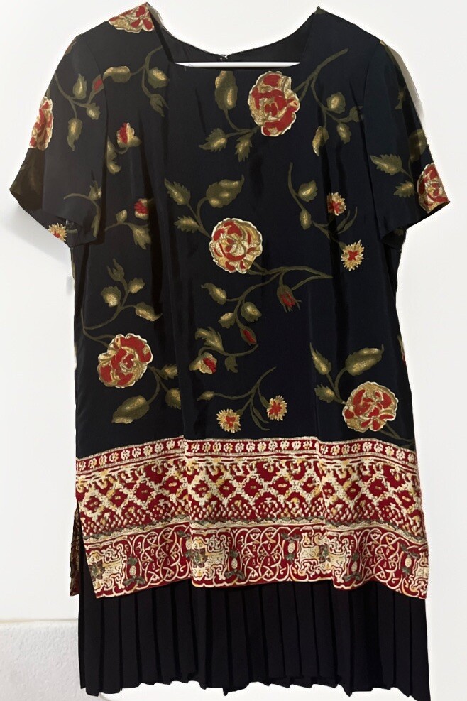 VTG 1980s Positive Attitude Women’s 12 Flapper Style Rayon Dress Boho Overlay