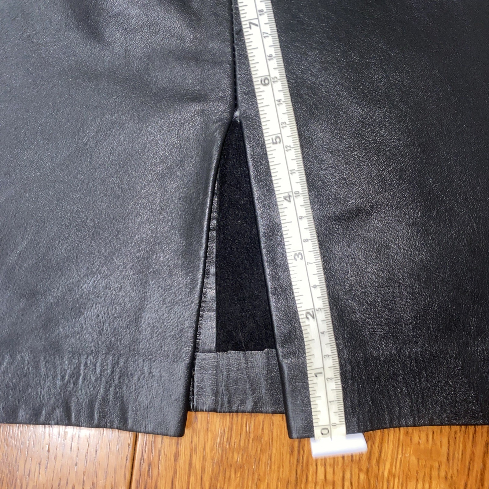 Vintage Black Leather Skirt Size 13 High Waist Ankle Mid Length Leathercraft