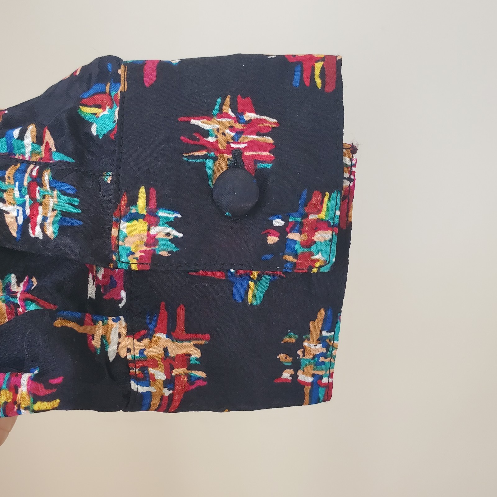 NEW Vintage 80’s Ann May 100% Silk Abstract Geo Art deco Retro Blouse Top XS