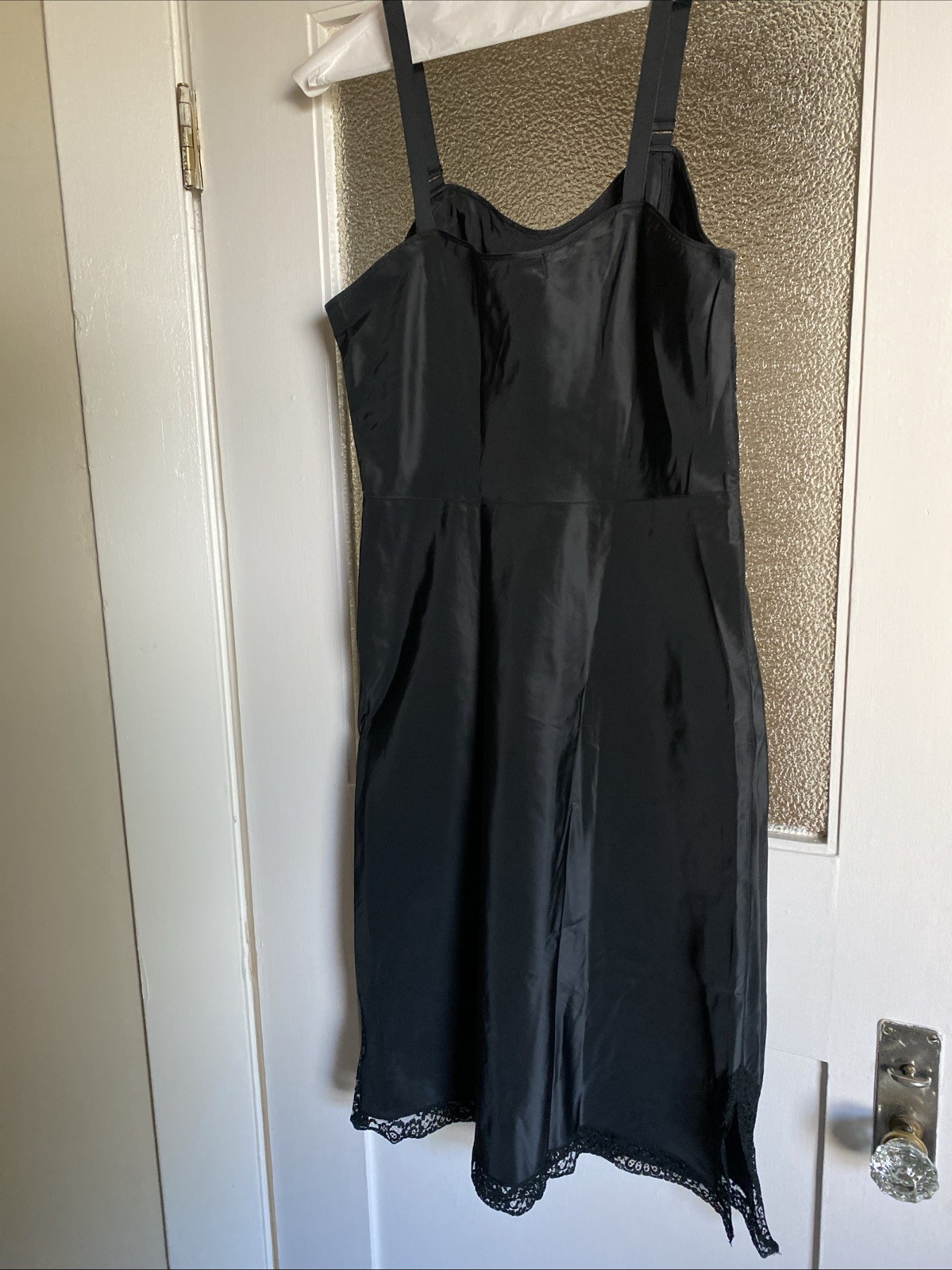 Vtg TAFREDDA BARBIZON Saucy Black Lace Full Slip Side Zip Glamorous Pin Up 14