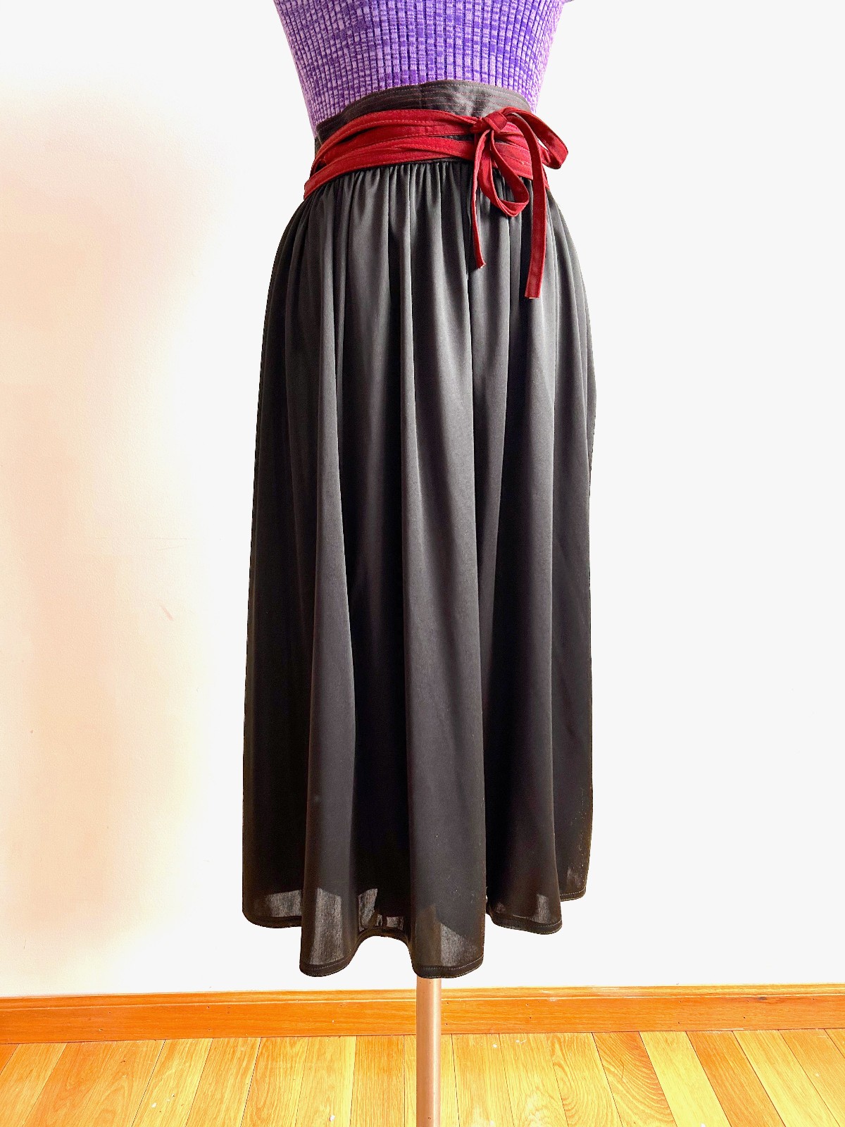 Vintage 1970s 80s Geoffrey Beene for SWIRL Wrap Skirt Black Quiana Jersey Disco