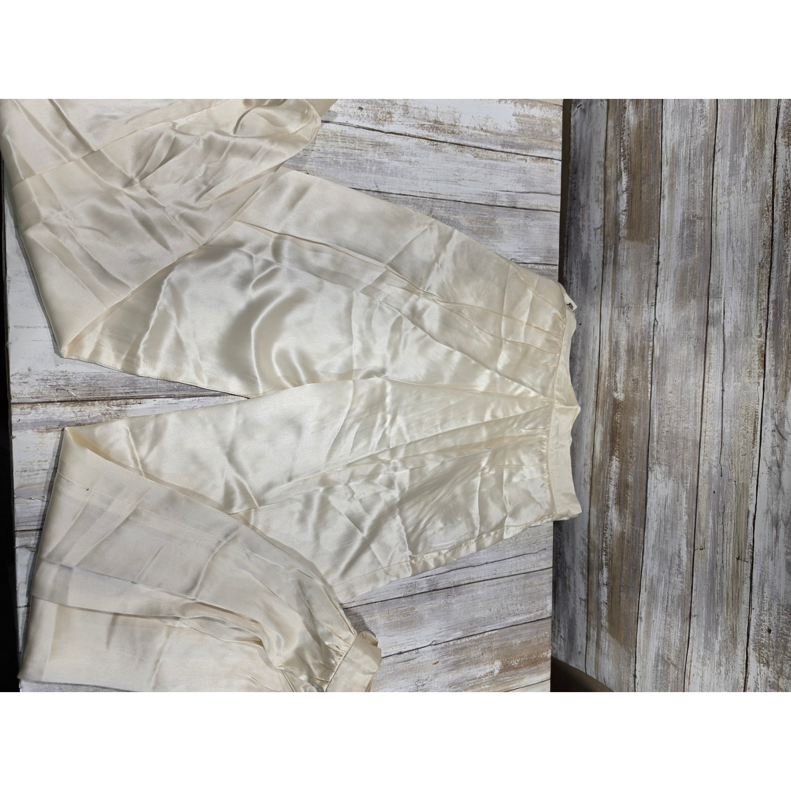 Stanley Blacker Vintage Satin High Waisted Pleated Tapered Pants Cream sz 4 READ